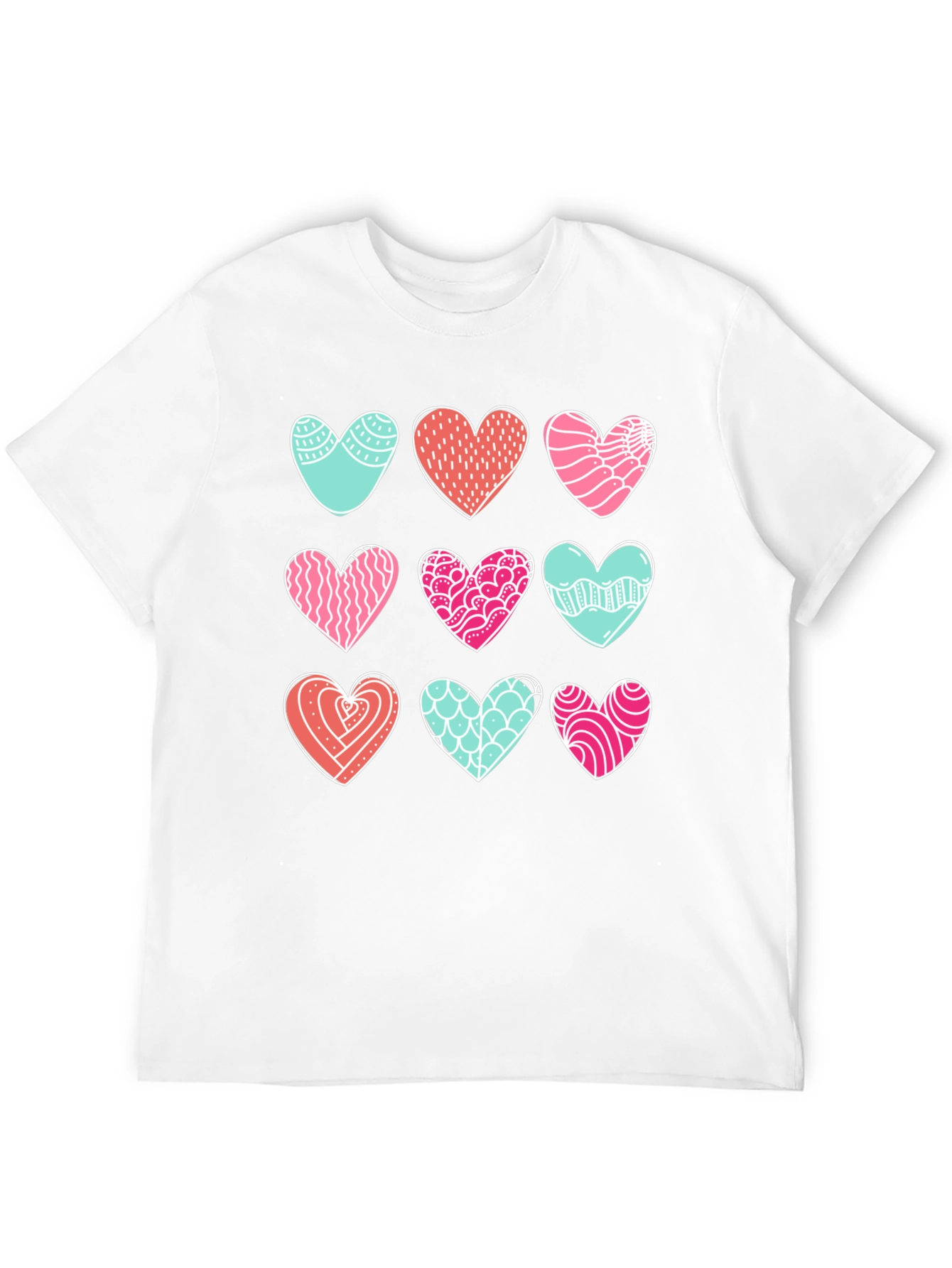 Heart Pattern Graphic Tee - Black Cotton Blend