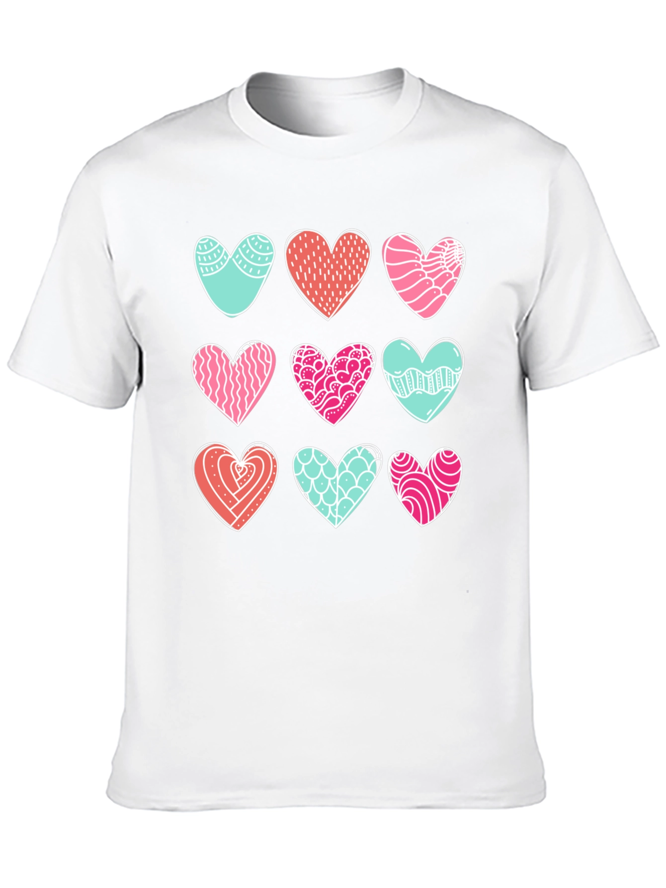 Heart Pattern Graphic Tee - Black Cotton Blend