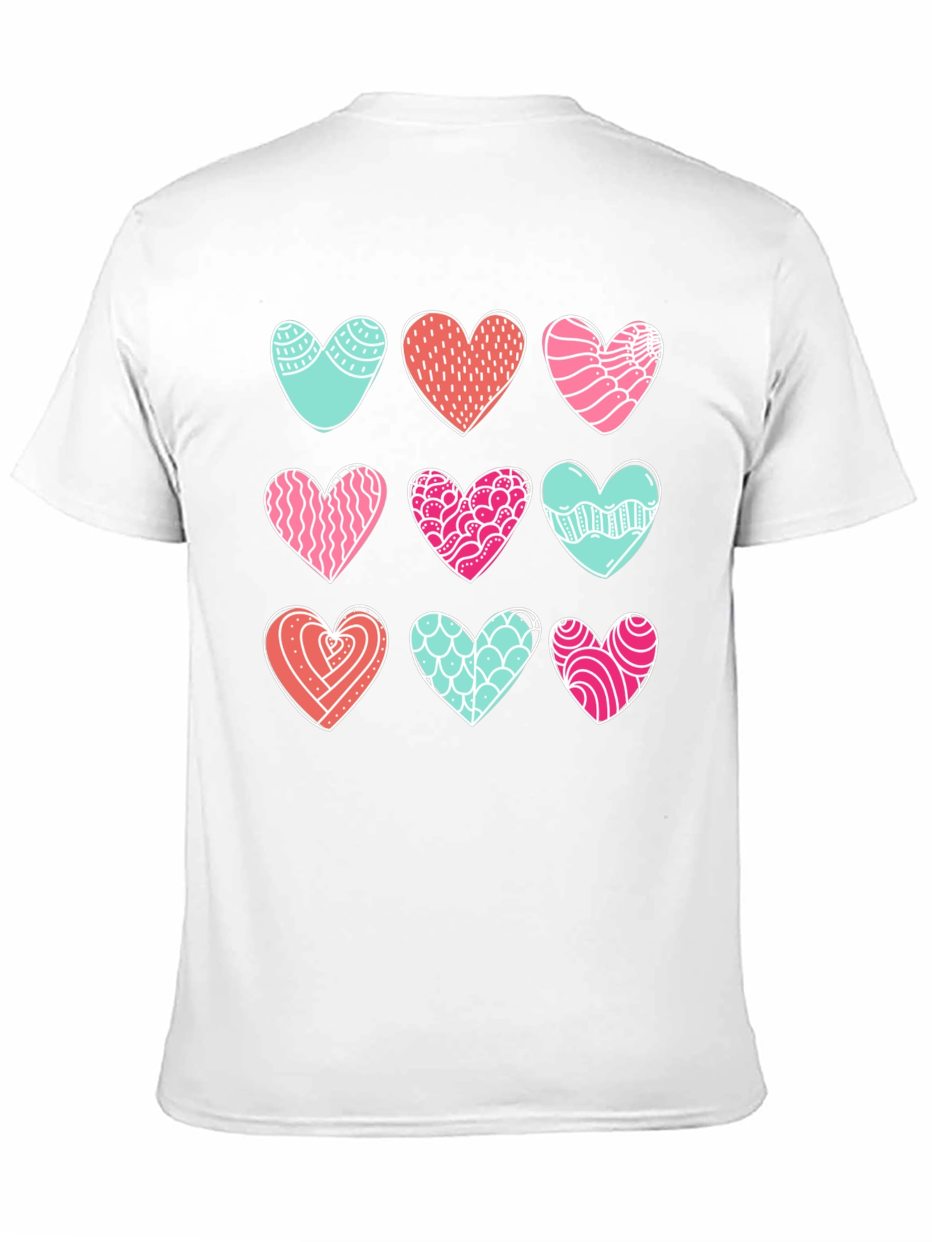 Heart Pattern Graphic Tee - Black Cotton Blend