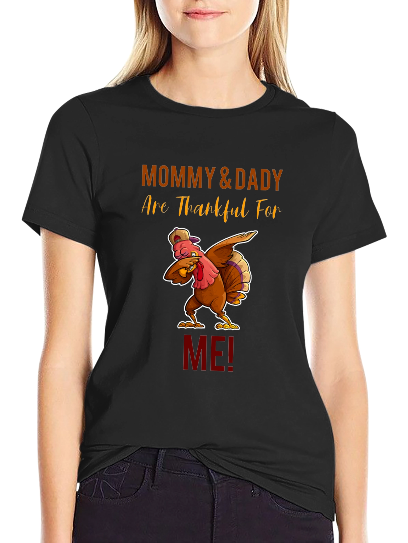 Mommy & Daddy Thankful Turkey Thanksgiving T-Shirt