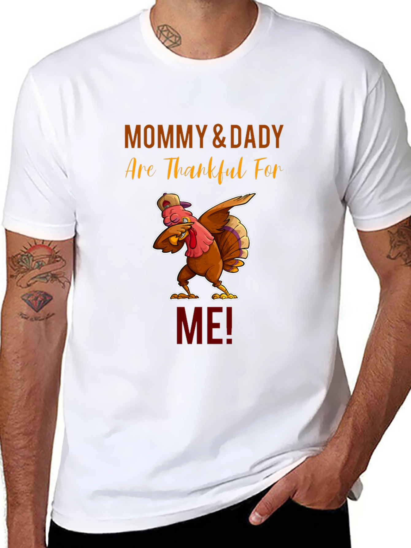 Mommy & Daddy Thankful Turkey Thanksgiving T-Shirt