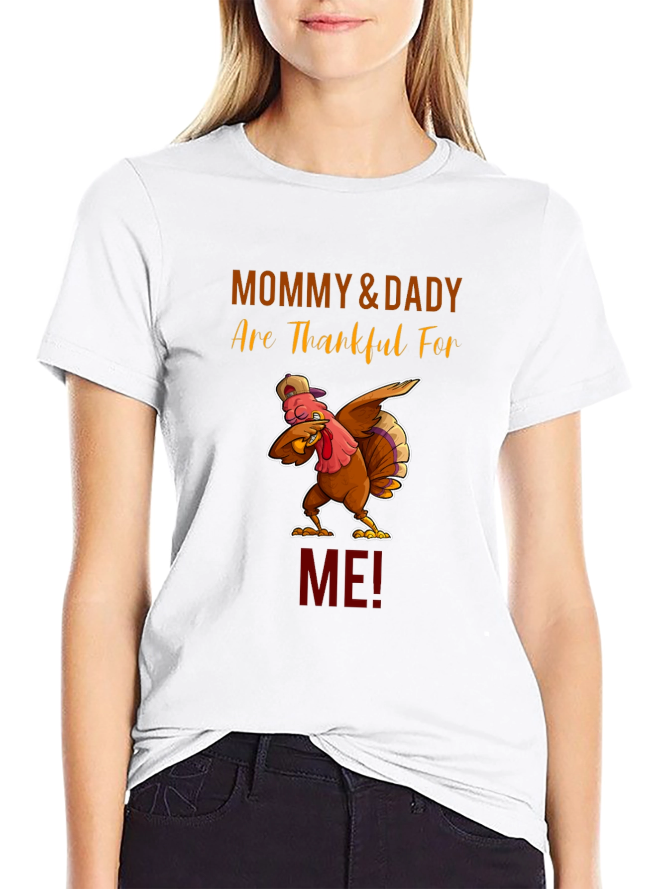 Mommy & Daddy Thankful Turkey Thanksgiving T-Shirt