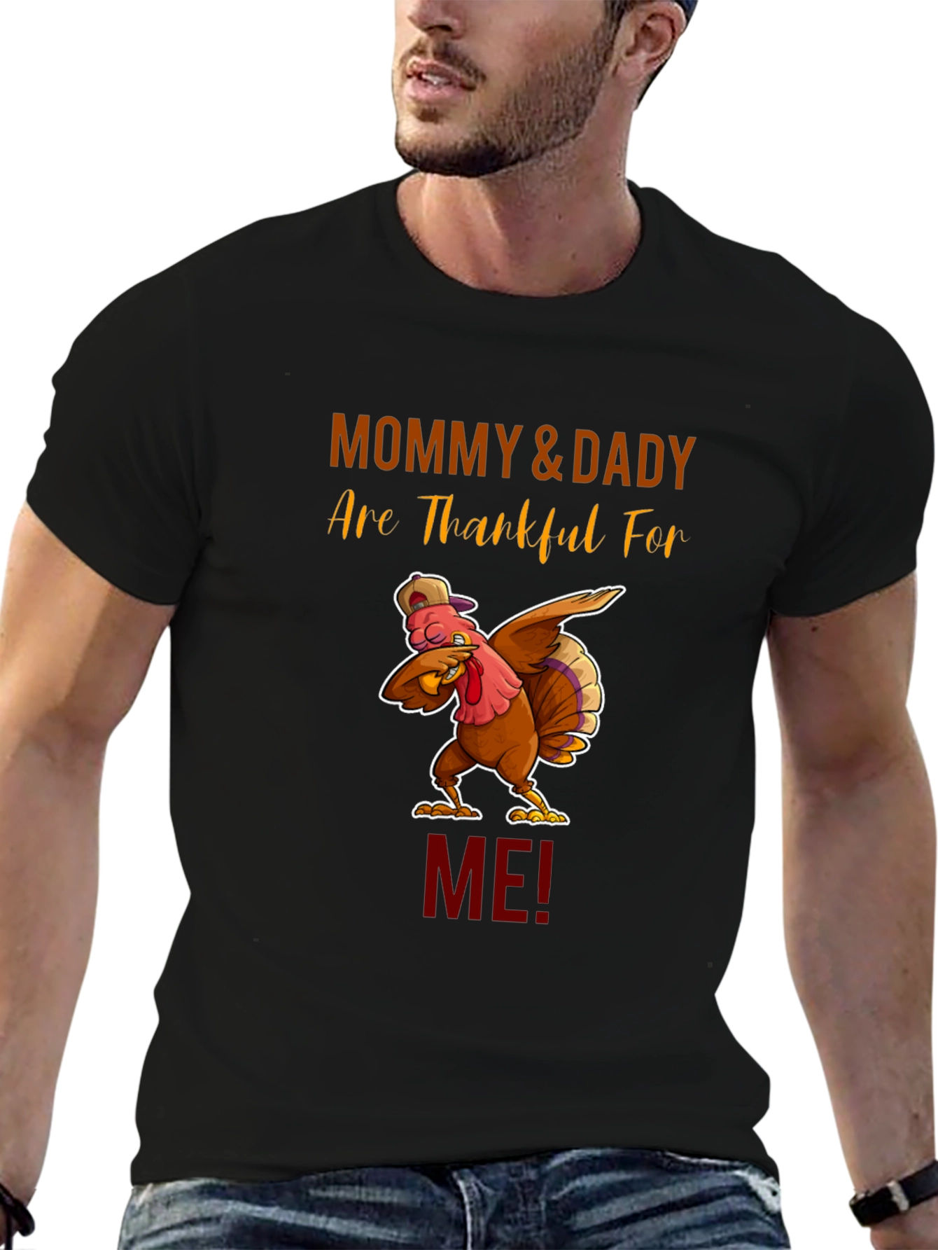 Mommy & Daddy Thankful Turkey Thanksgiving T-Shirt