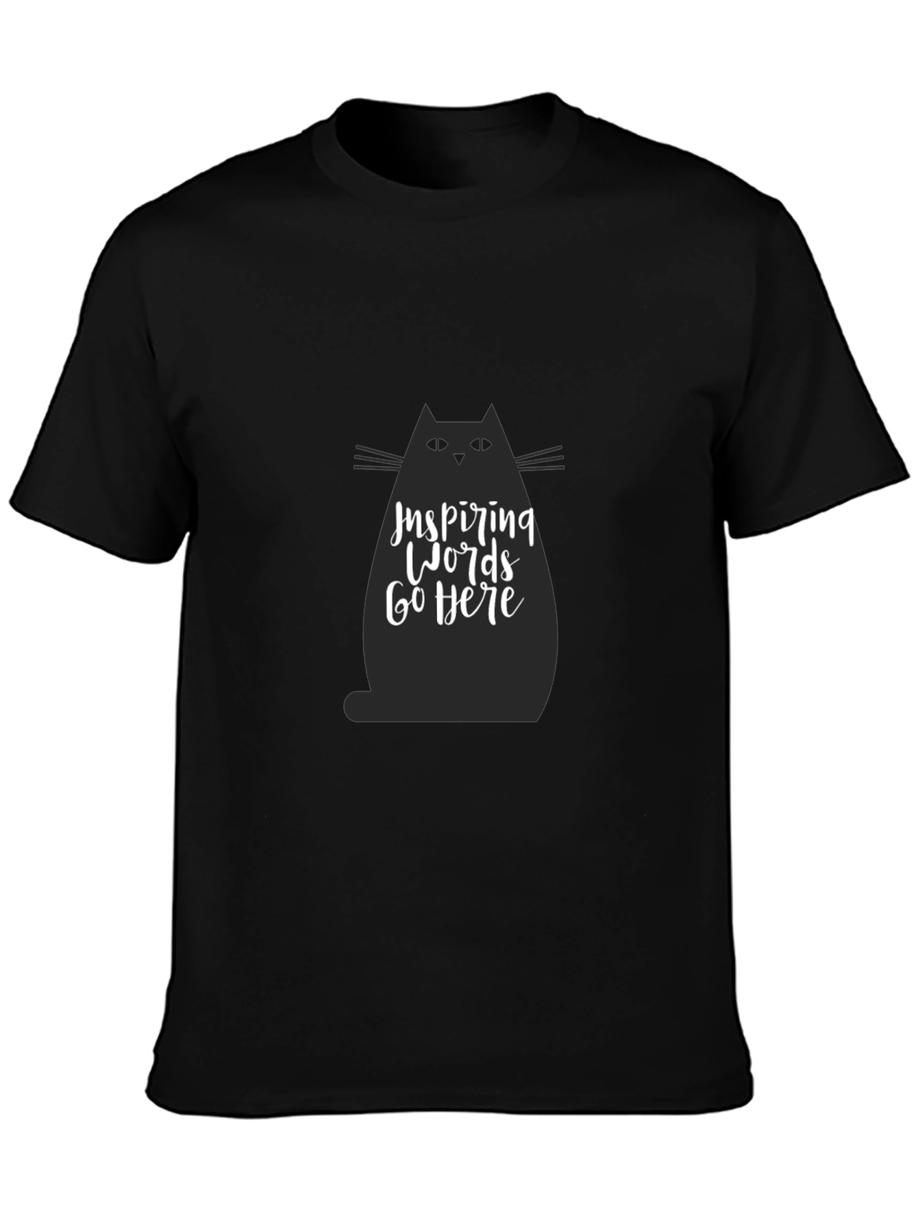Inspiring Words Cat Graphic Tee - Black