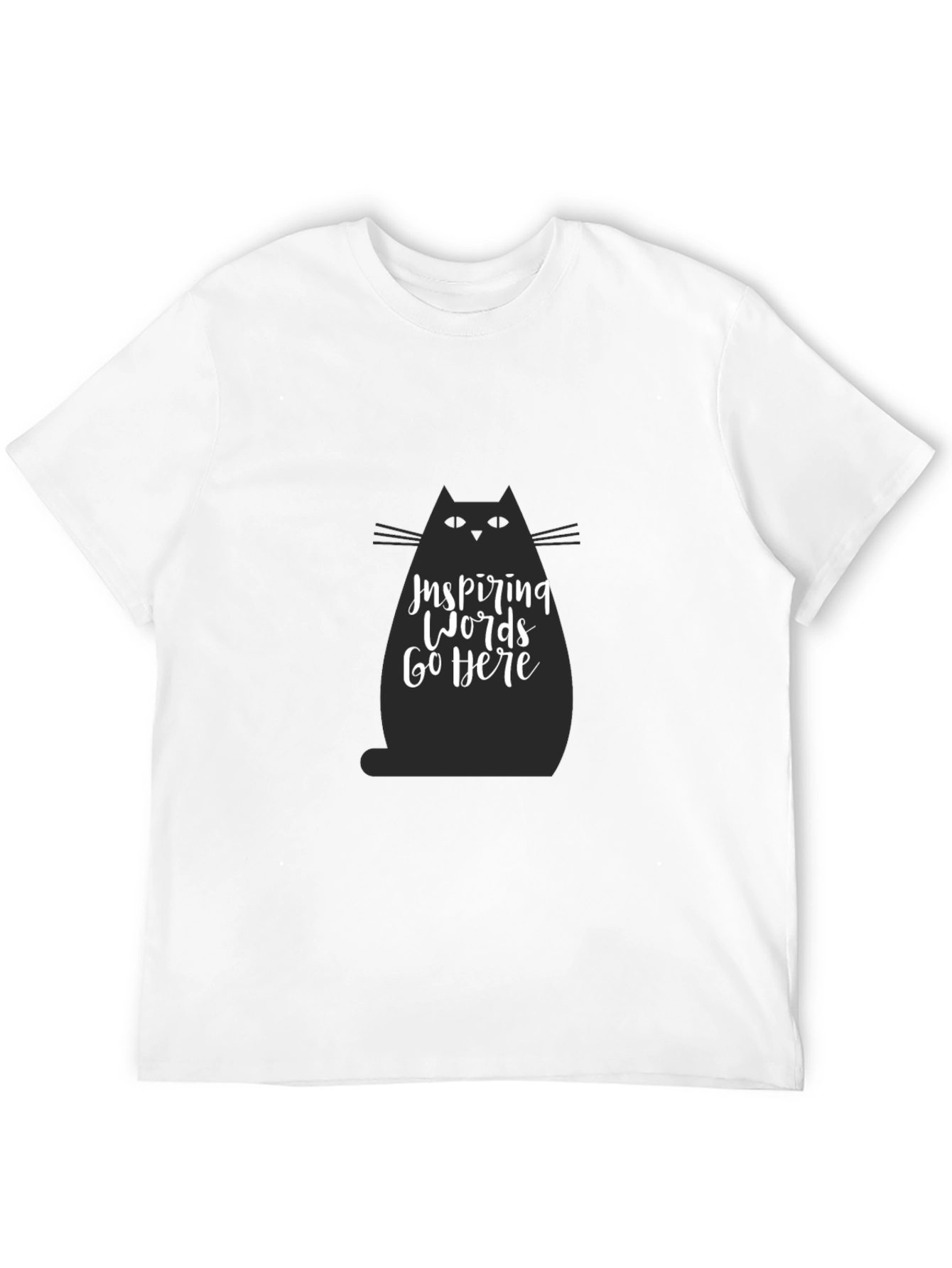 Inspiring Words Cat Graphic Tee - Black