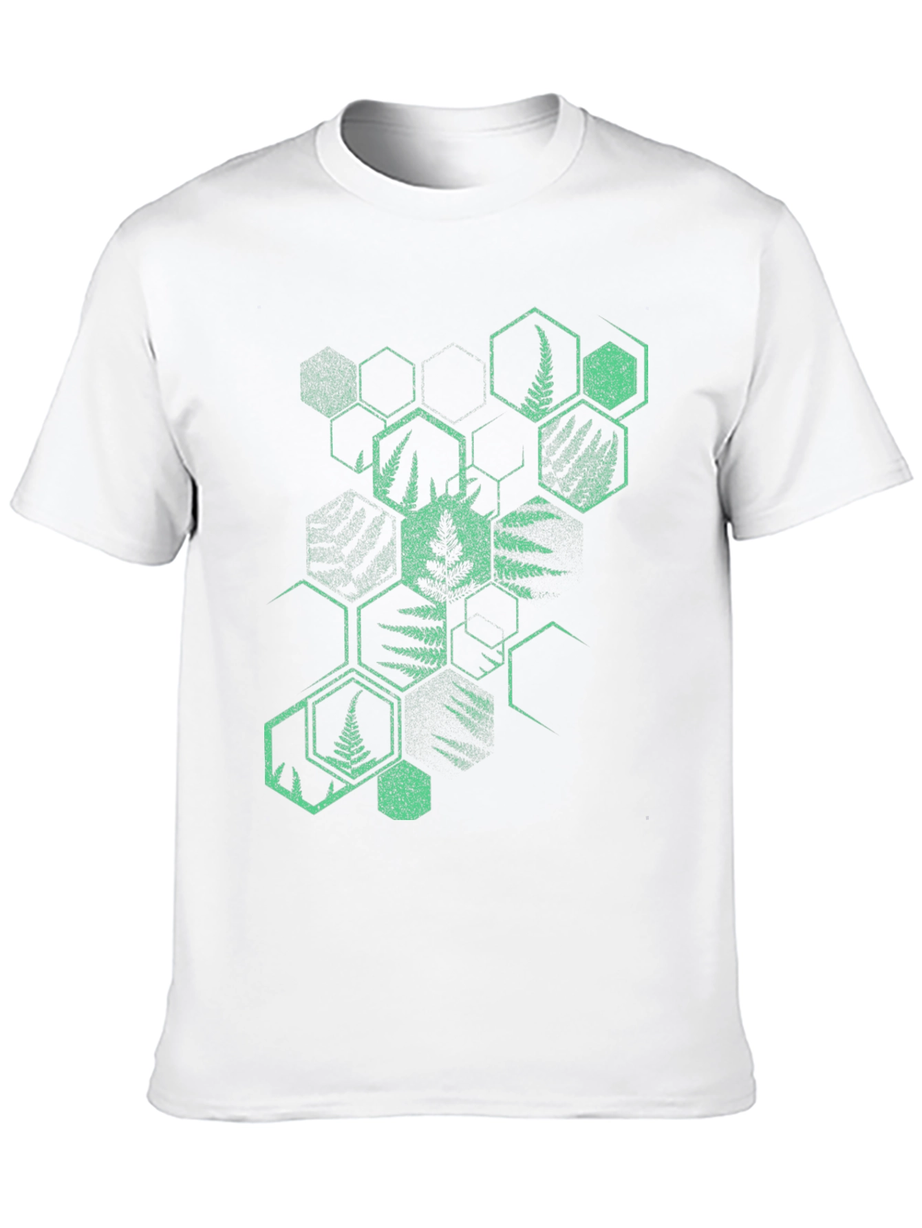 Geometric Fern Print Black T-Shirt