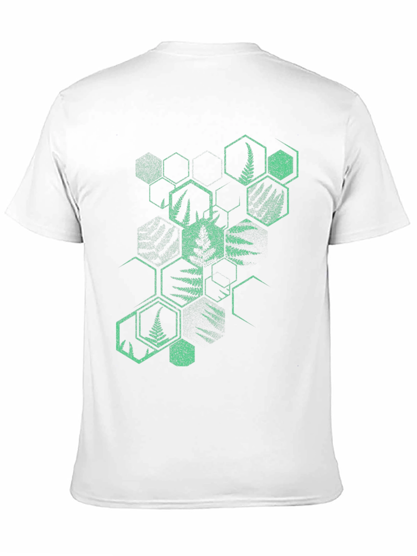 Geometric Fern Print Black T-Shirt