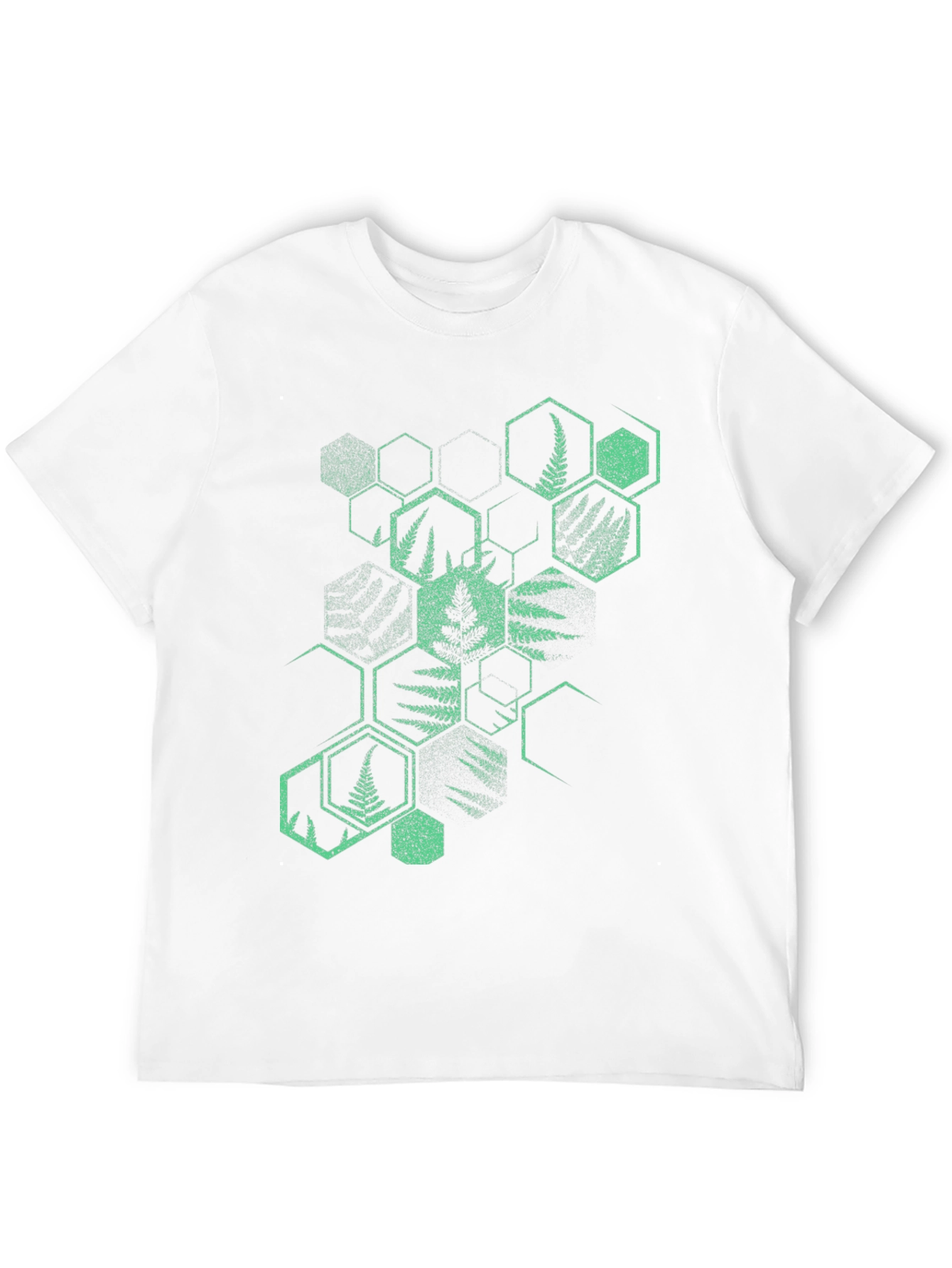 Geometric Fern Print Black T-Shirt