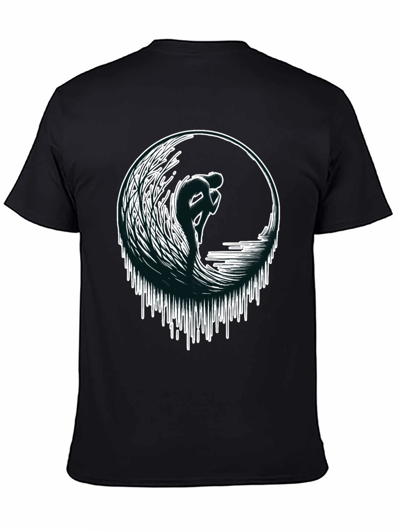 Wave Rider Graphic Tee - Black Cotton T-Shirt