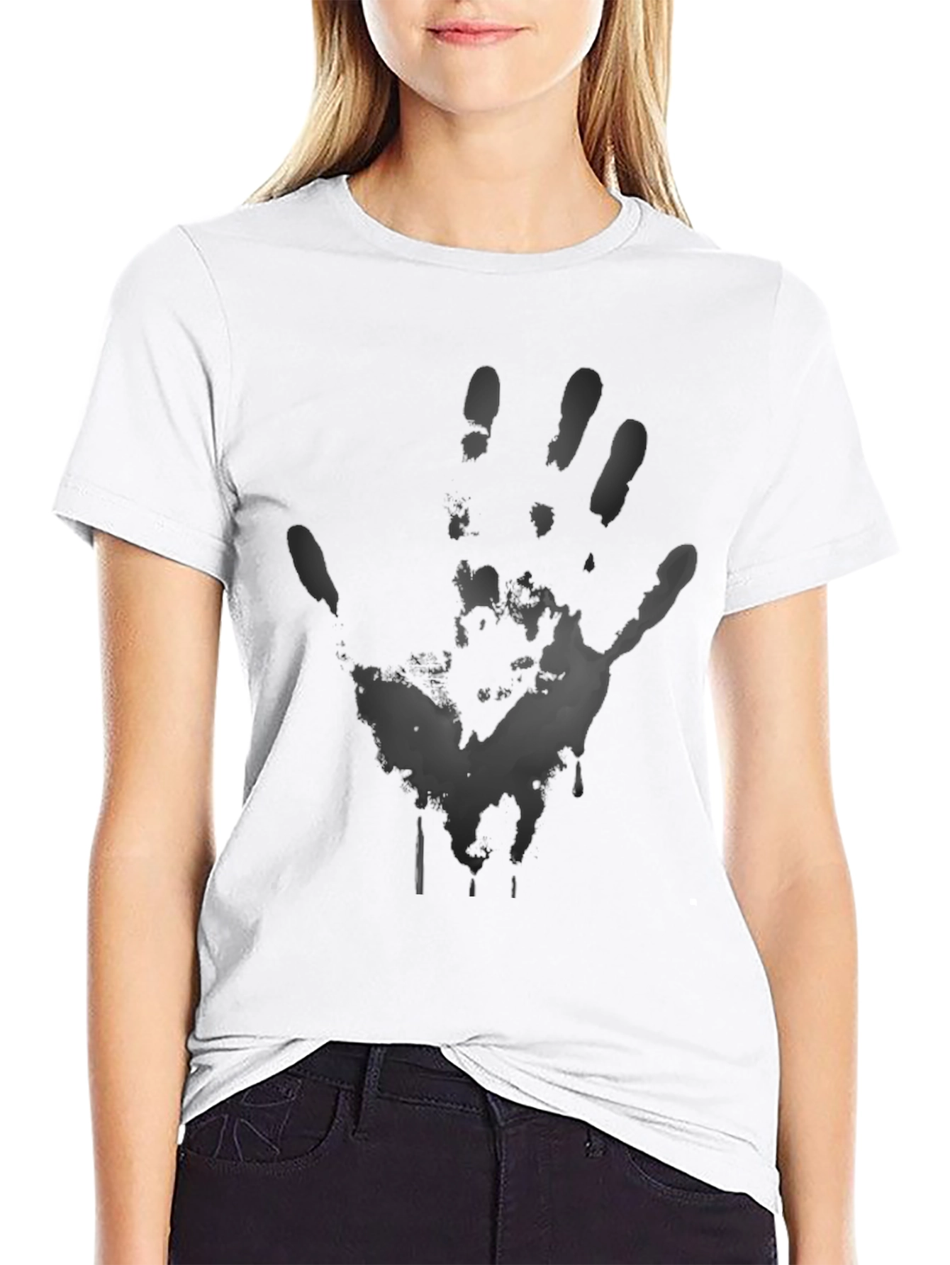 Mens Black Handprint Graphic T-Shirt