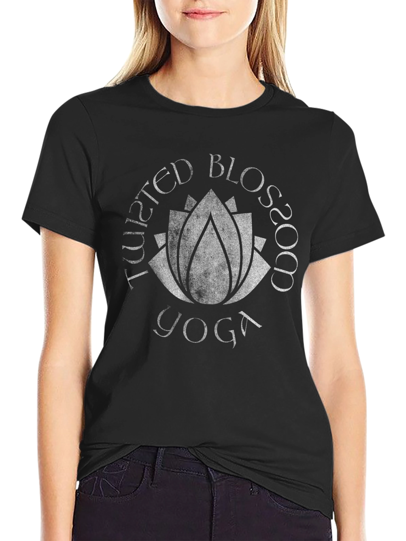 Twisted Blossom Yoga Graphic T-Shirt