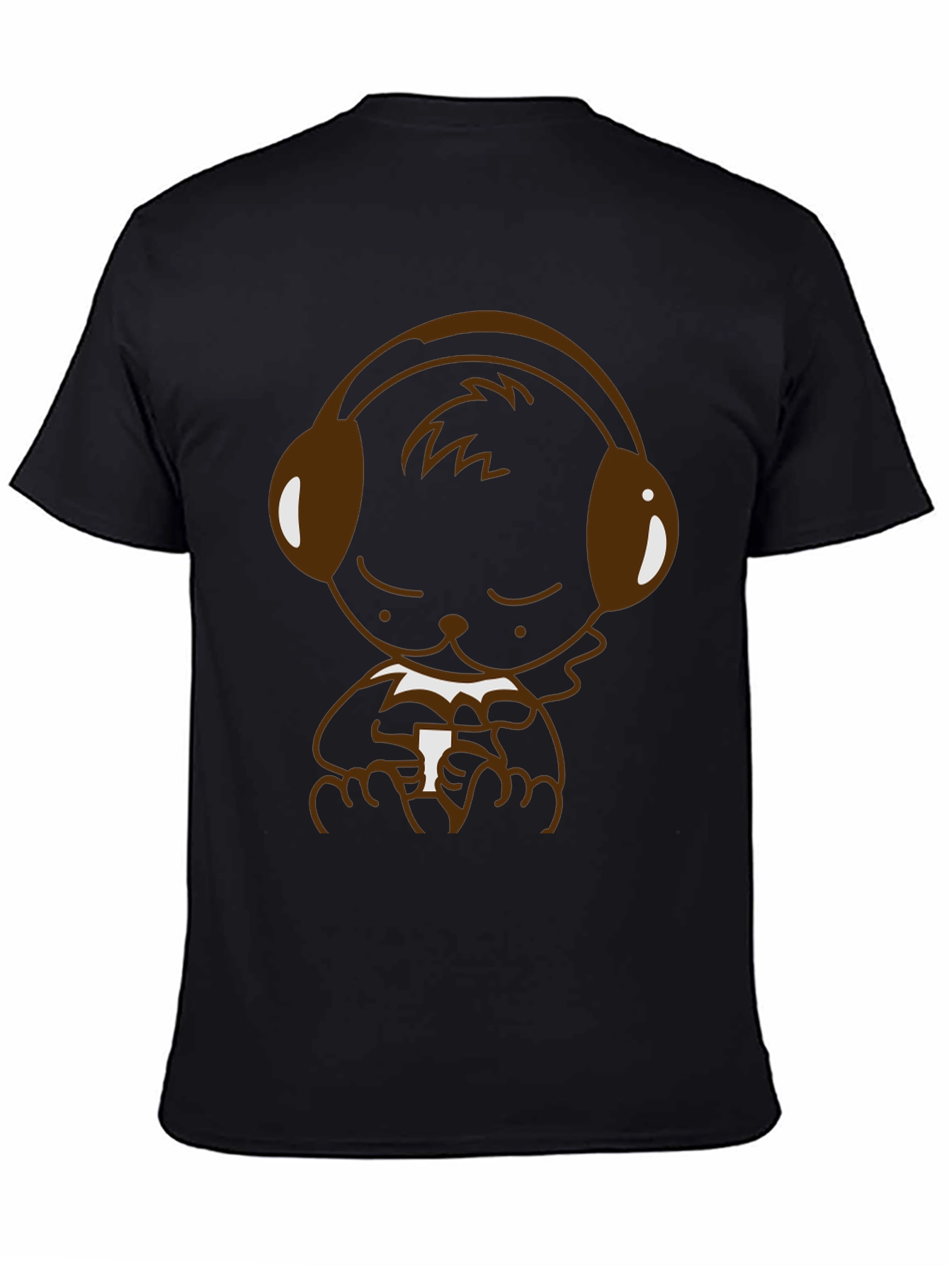 Bear with Headphones Graphic T-Shirt - Black