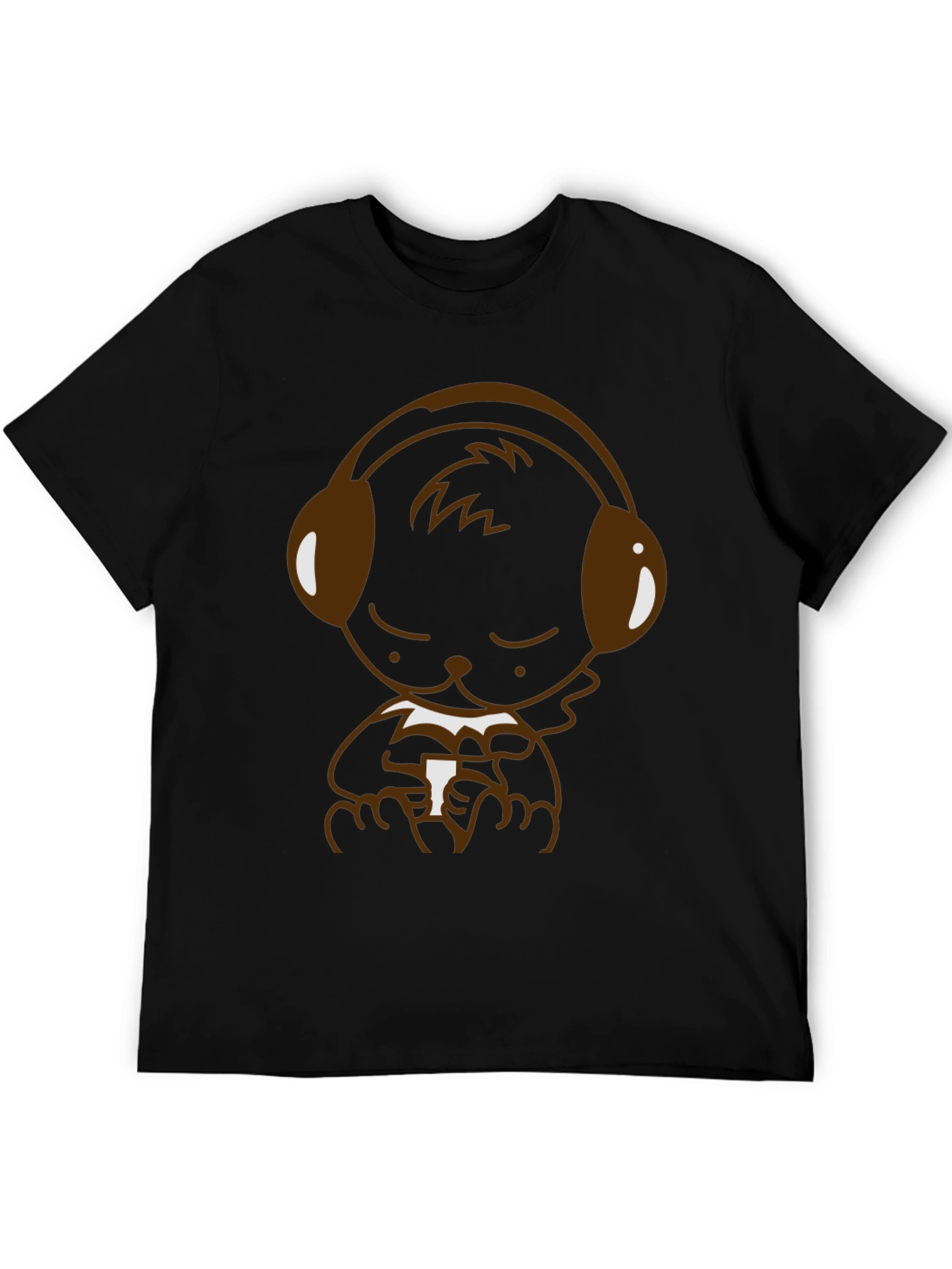 Bear with Headphones Graphic T-Shirt - Black