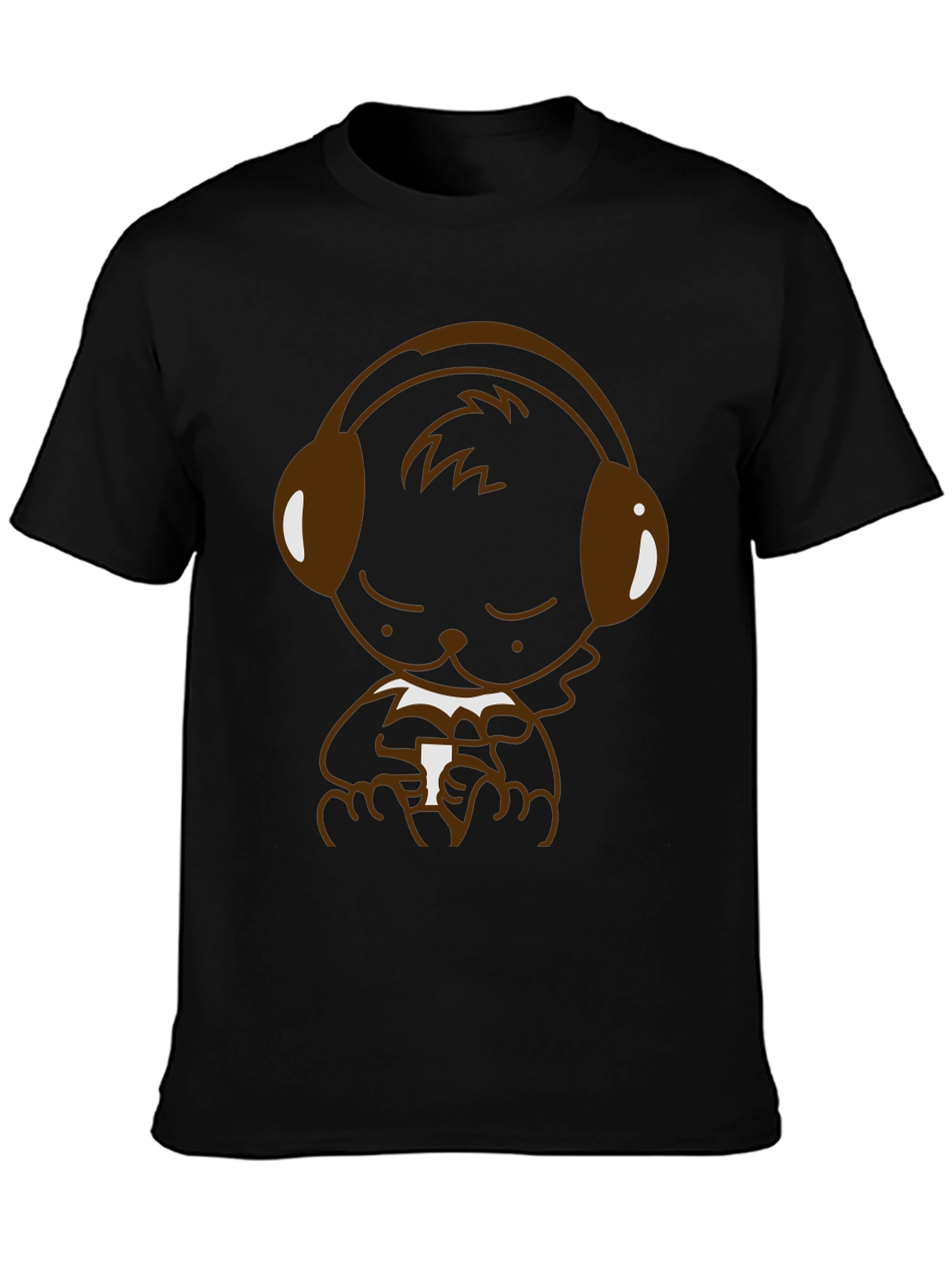 Bear with Headphones Graphic T-Shirt - Black