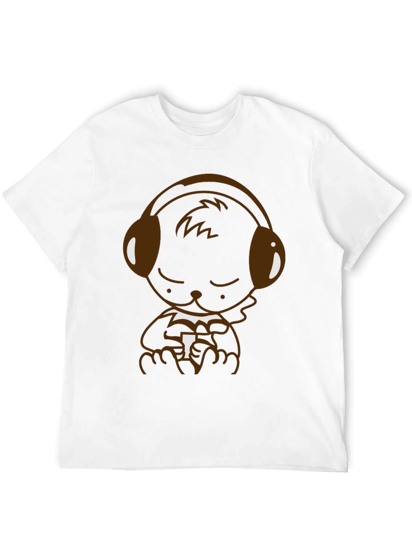 Bear with Headphones Graphic T-Shirt - Black