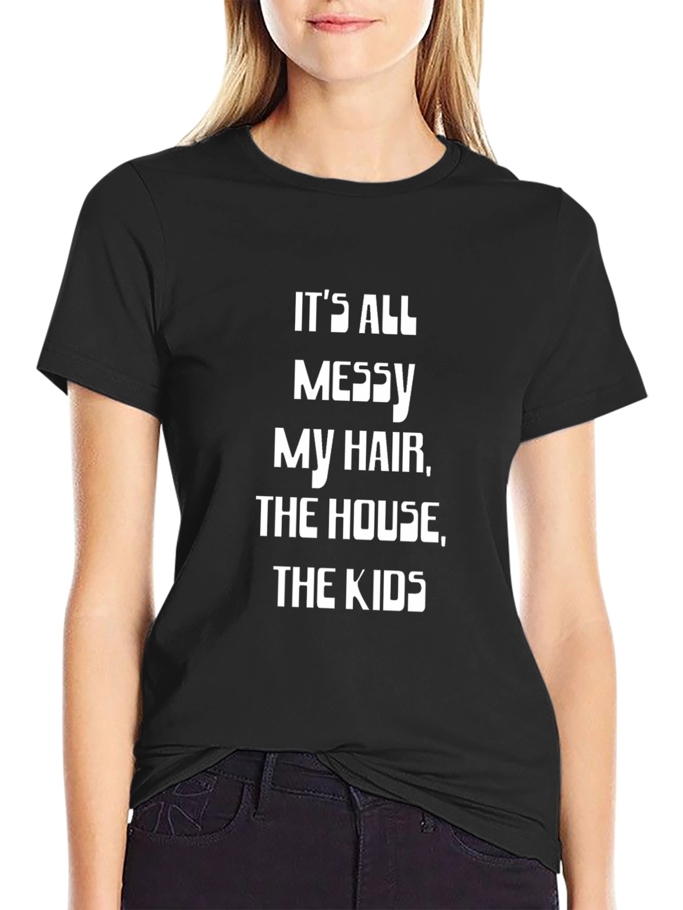 Messy Hair House Kids T-Shirt - Black