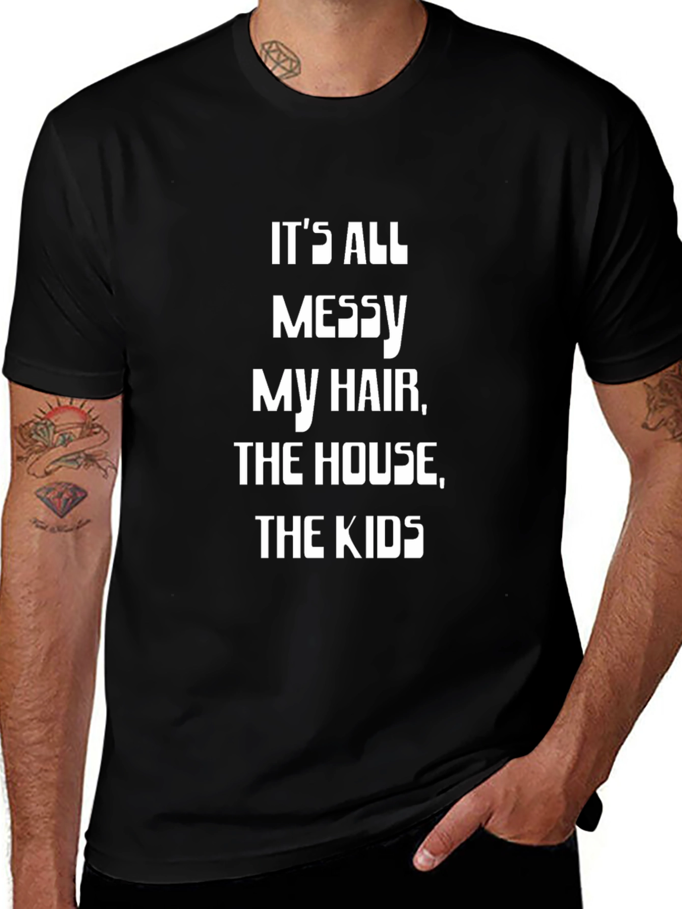 Messy Hair House Kids T-Shirt - Black