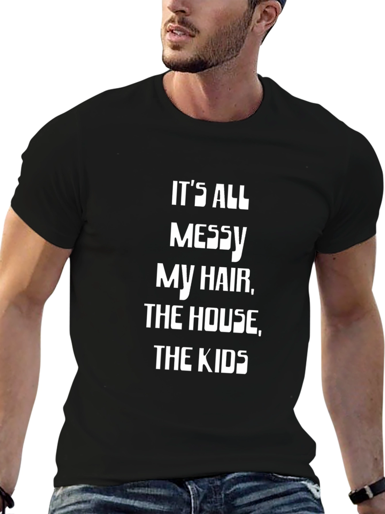 Messy Hair House Kids T-Shirt - Black