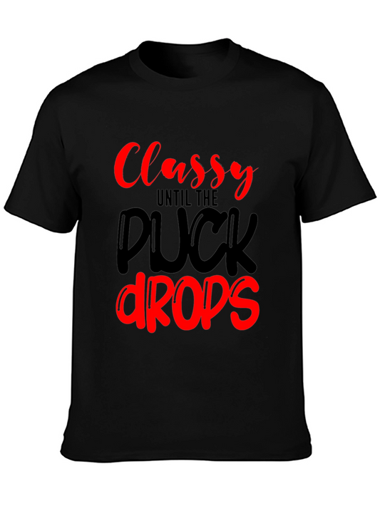 Classy Until The Puck Drops Black Graphic Tee