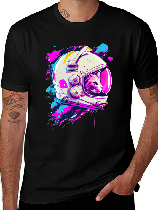 Astronaut Cat Graphic T-Shirt - Space Kitty Tee