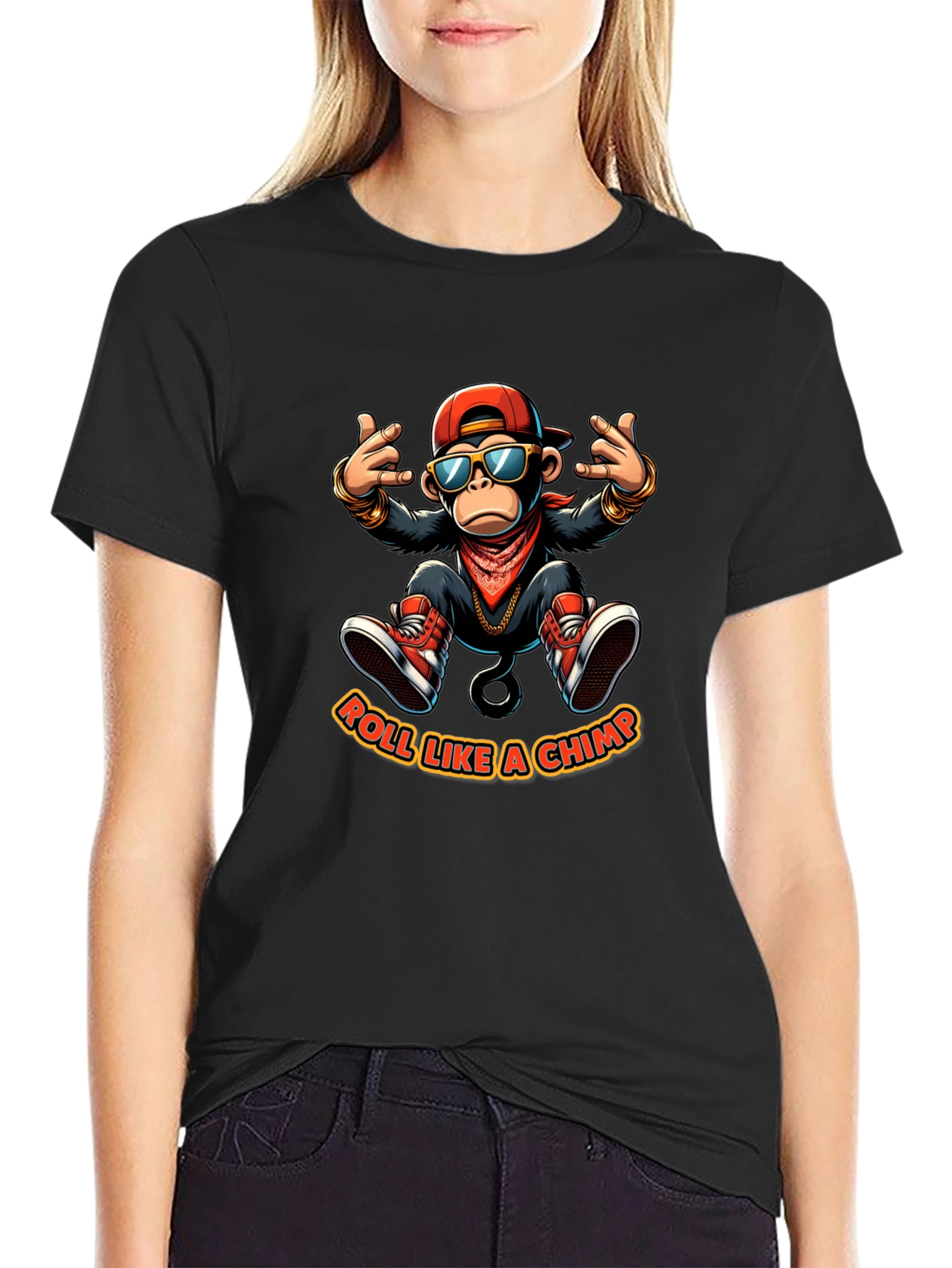 Roll Like A Chimp Black T-Shirt