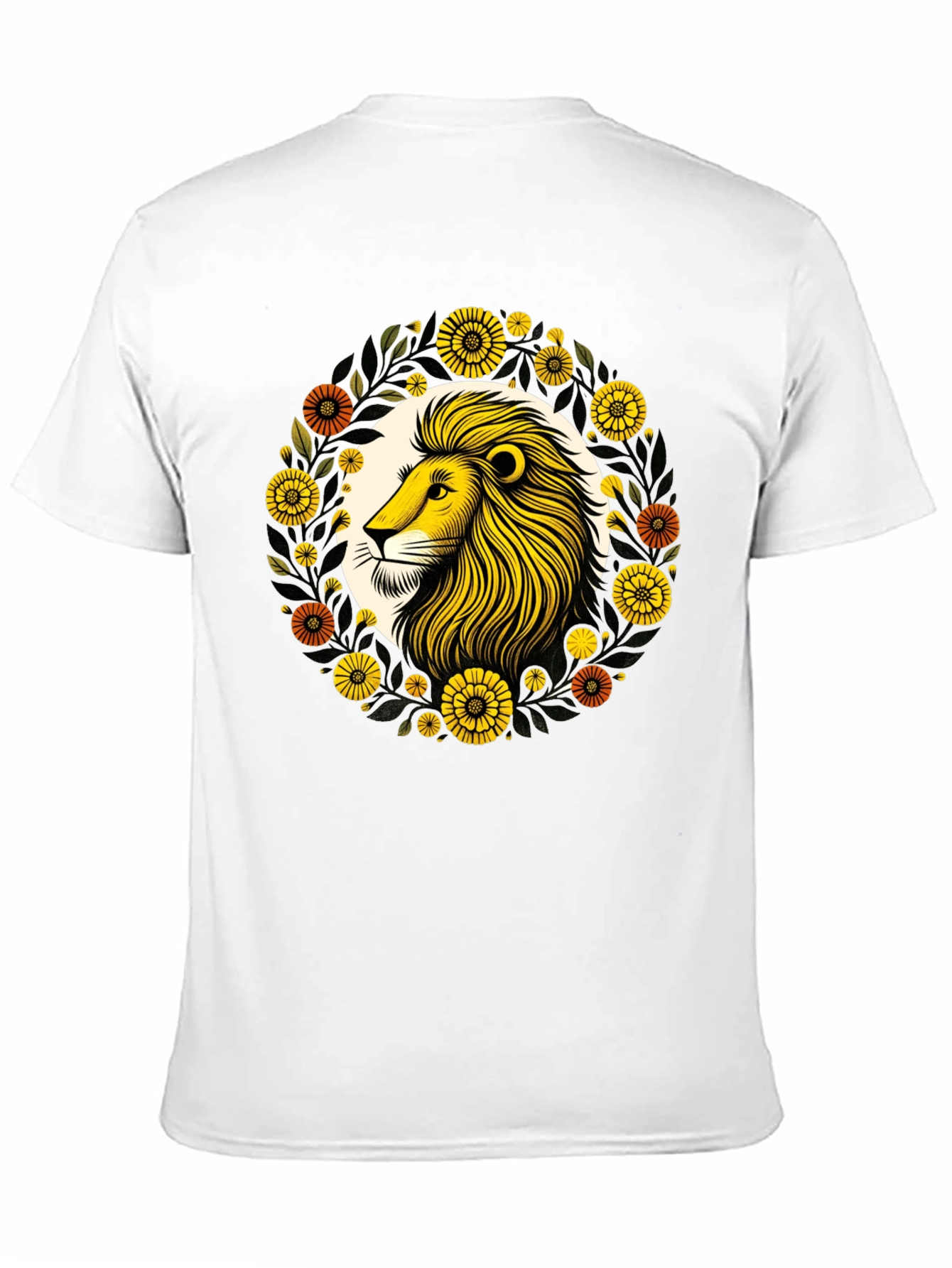 Lion Floral Graphic Black T-Shirt