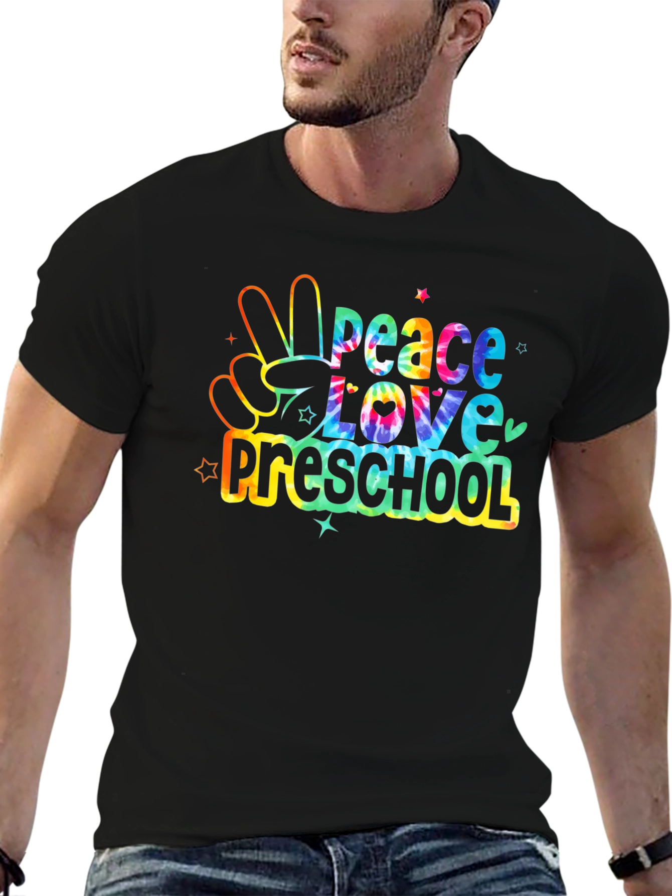 Peace Love Preschool Tie Dye Graphic Tee