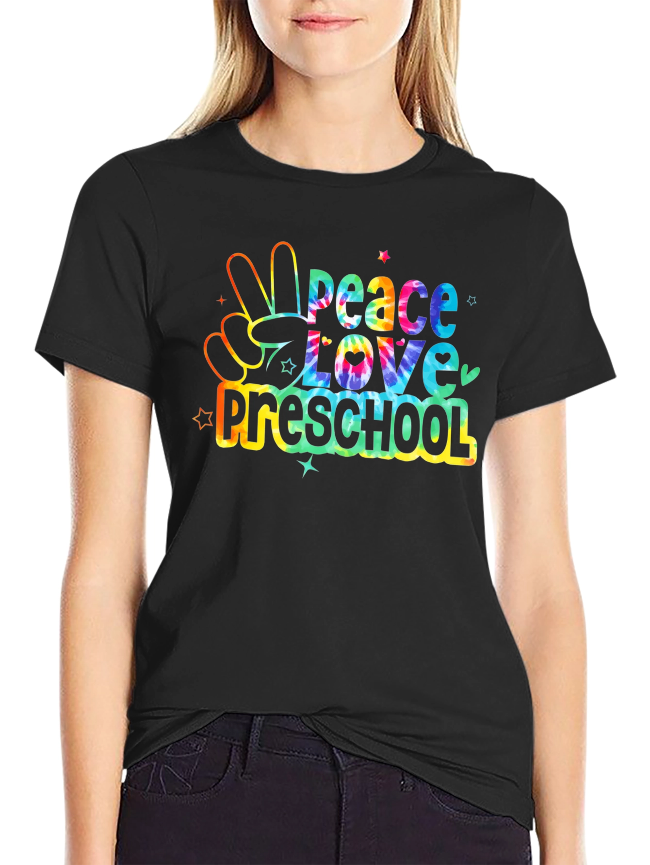 Peace Love Preschool Tie Dye Graphic Tee
