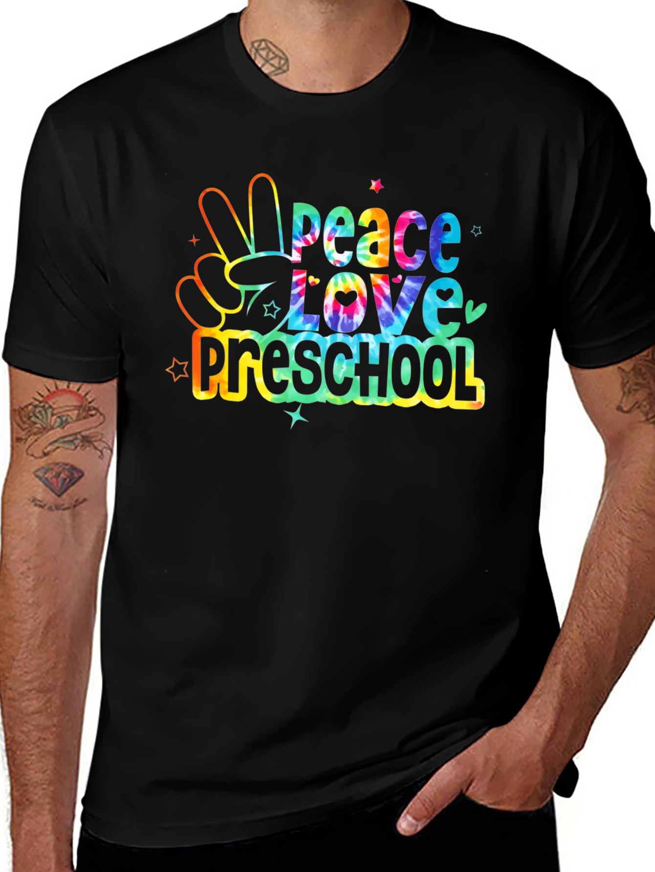 Peace Love Preschool Tie Dye Graphic Tee