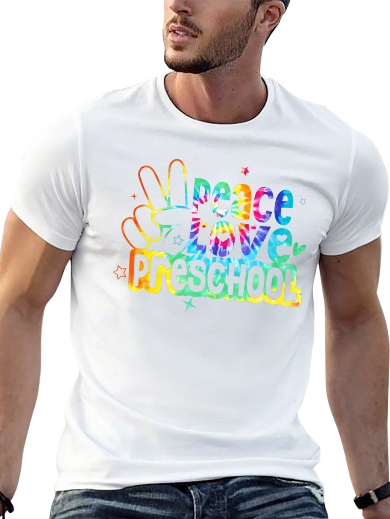 Peace Love Preschool Tie Dye Graphic Tee
