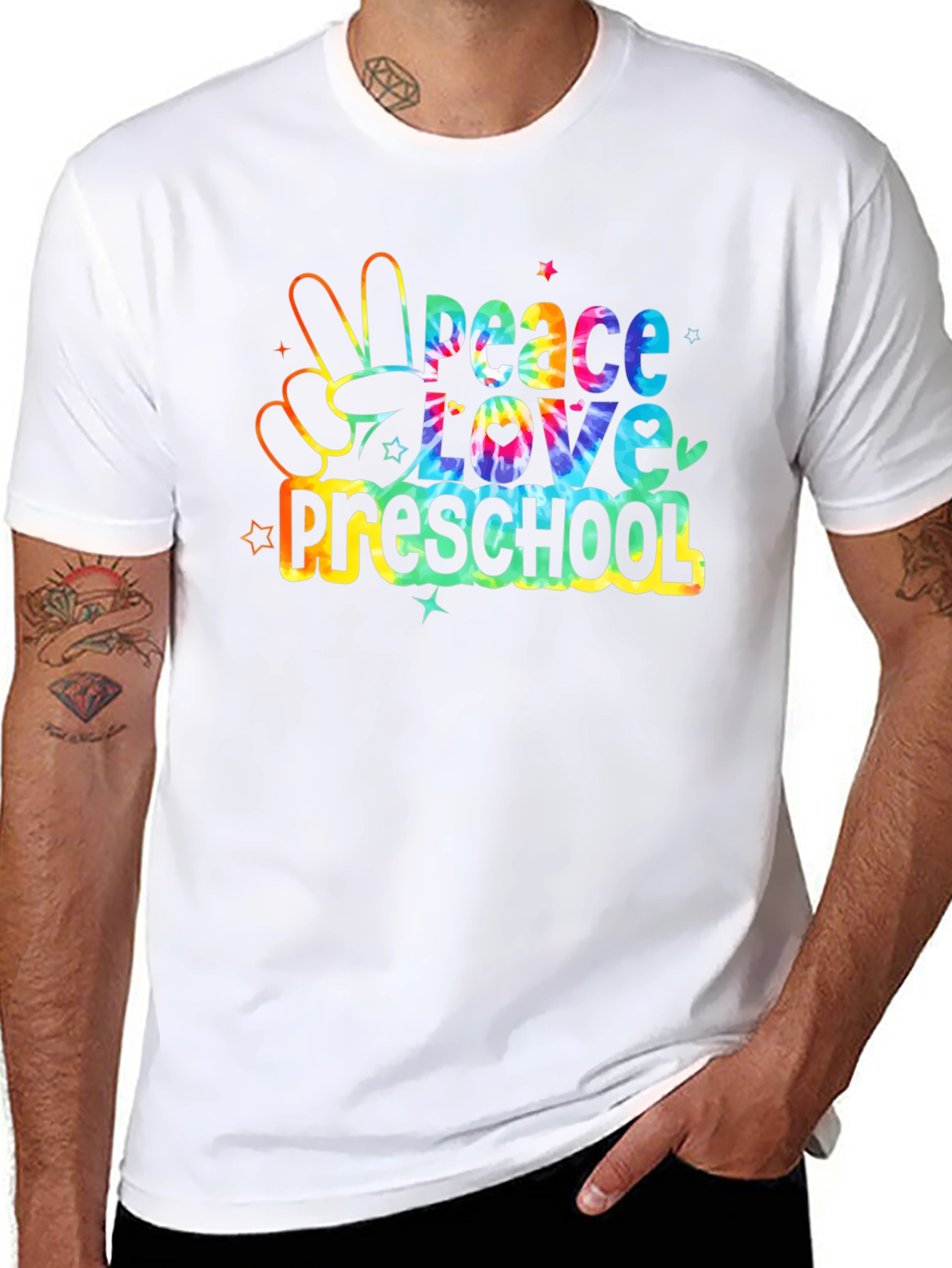 Peace Love Preschool Tie Dye Graphic Tee