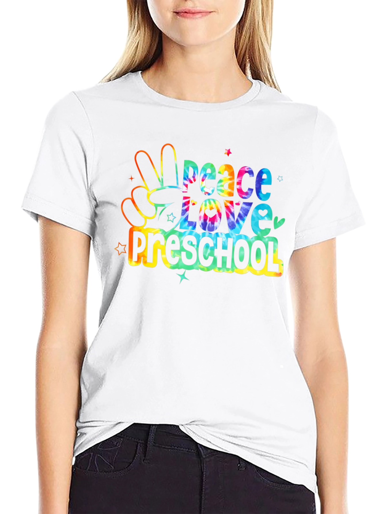 Peace Love Preschool Tie Dye Graphic Tee