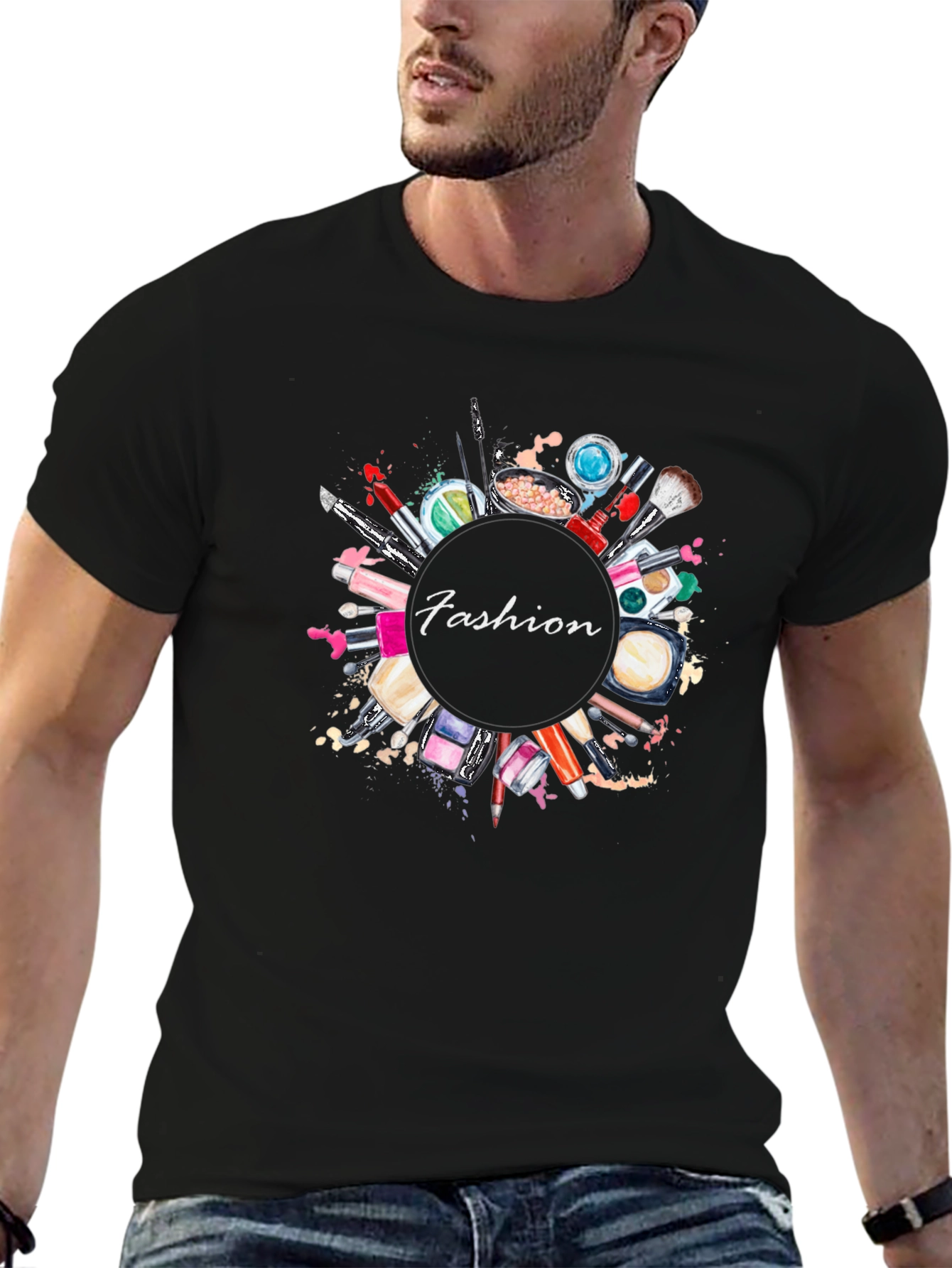 Fashion Make-up T-Shirt - Stylish Black Tee