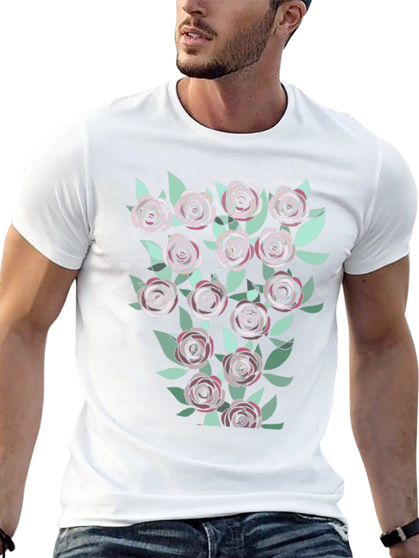 Floral Roses Graphic T-Shirt | Casual Black Tee