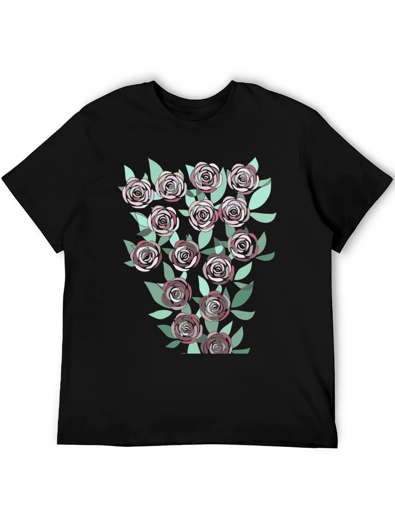 Floral Roses Graphic T-Shirt | Casual Black Tee