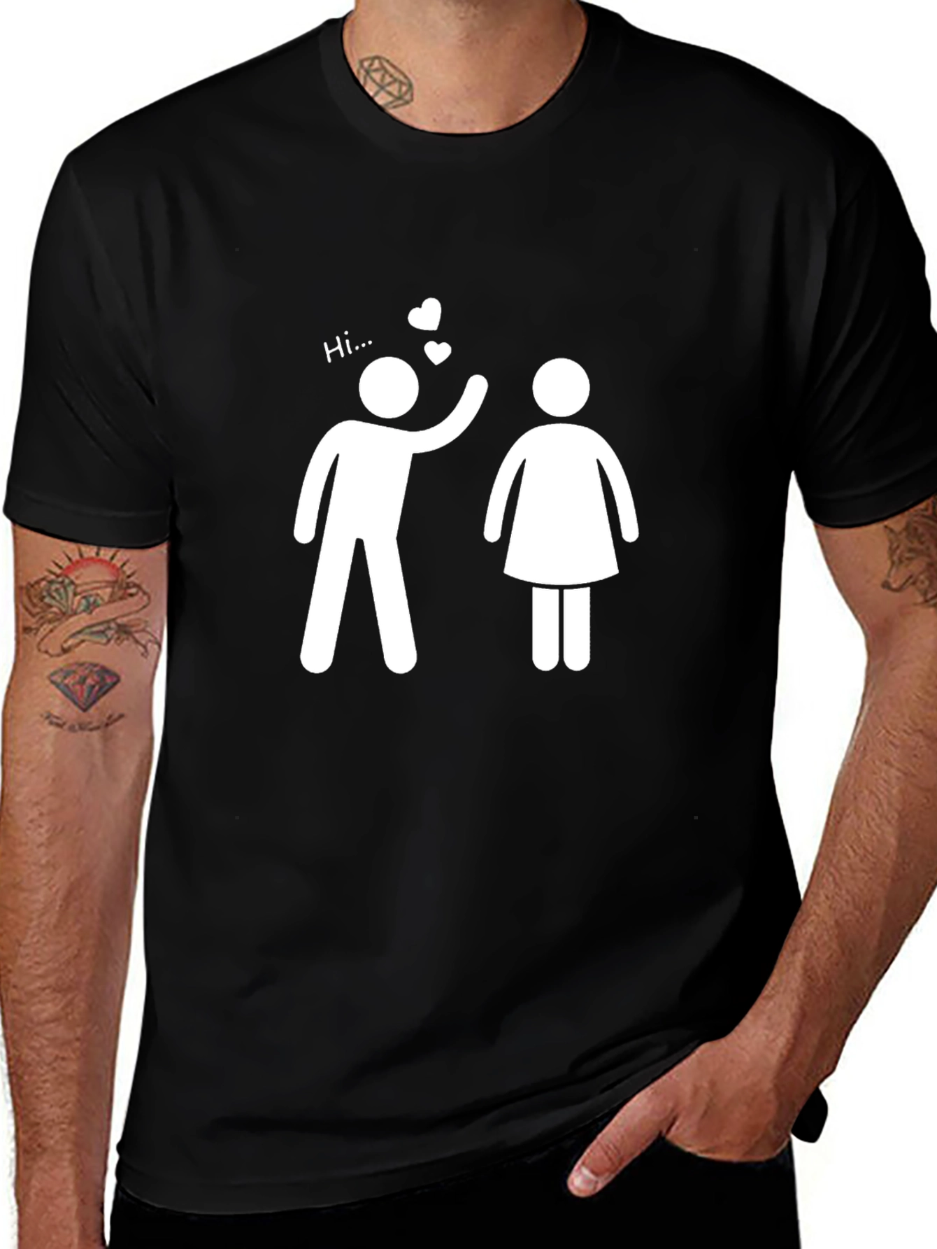 Hi Love T-Shirt -  Mens Black Graphic Tee