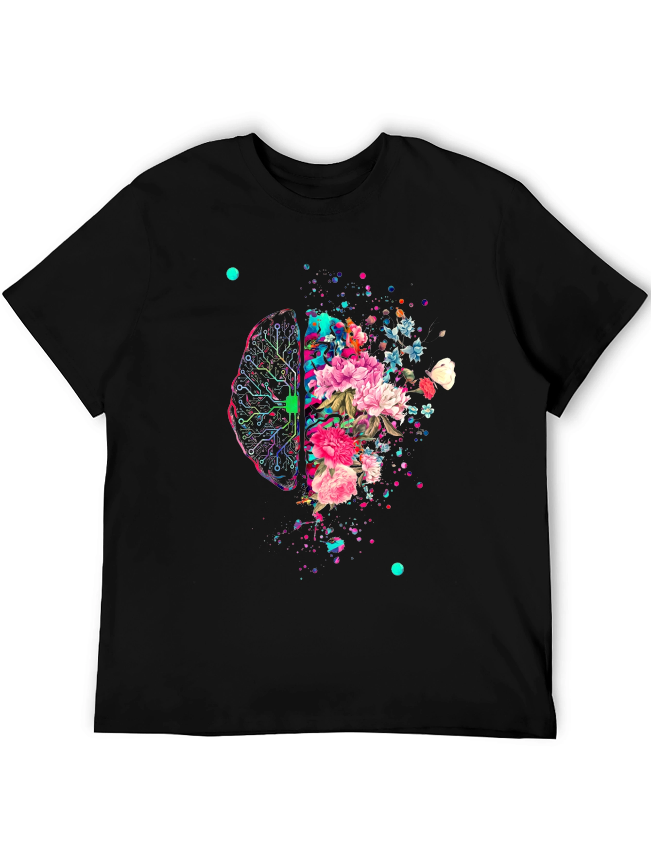 Brain & Flowers Graphic Print T-Shirt