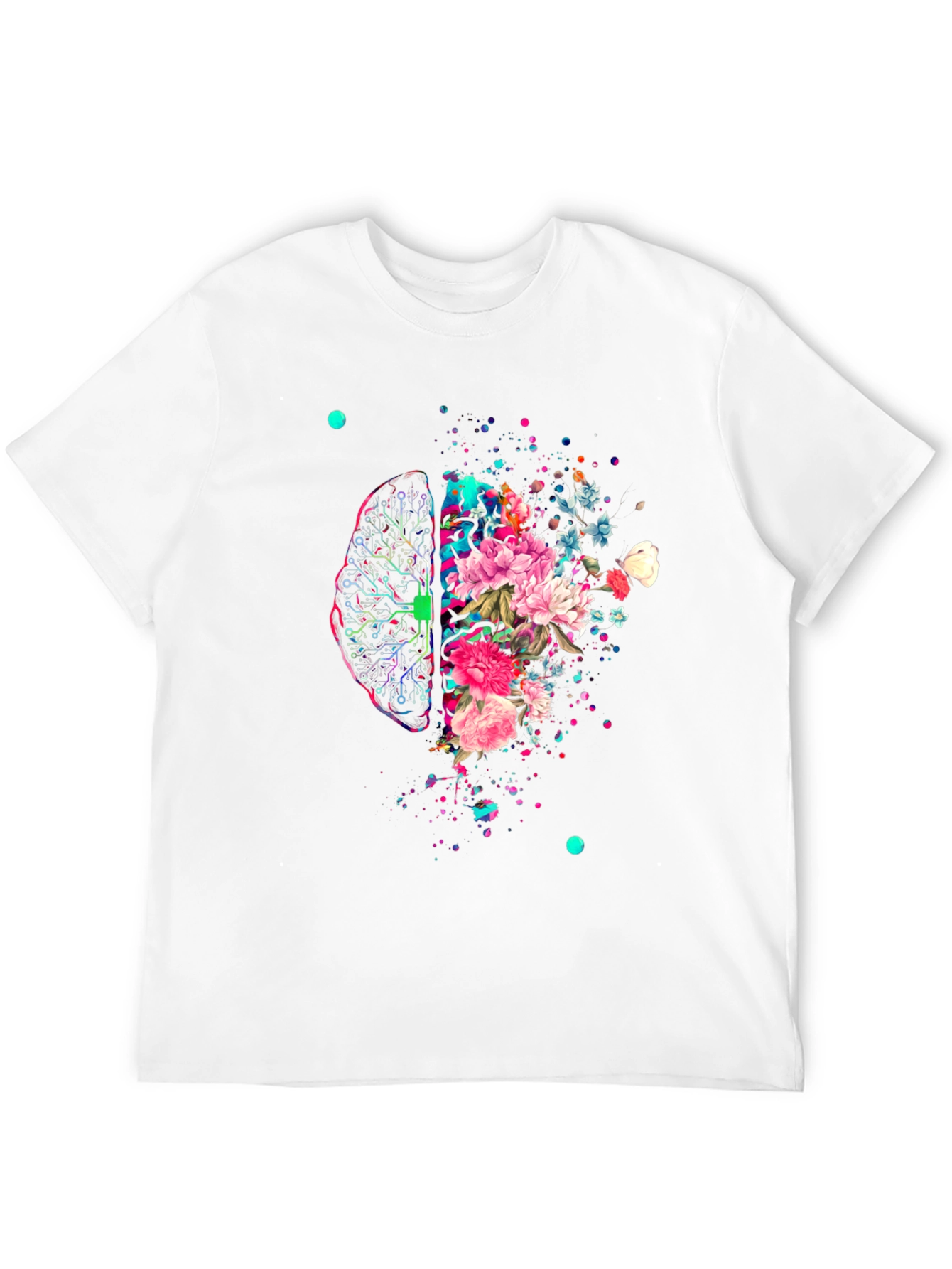 Brain & Flowers Graphic Print T-Shirt