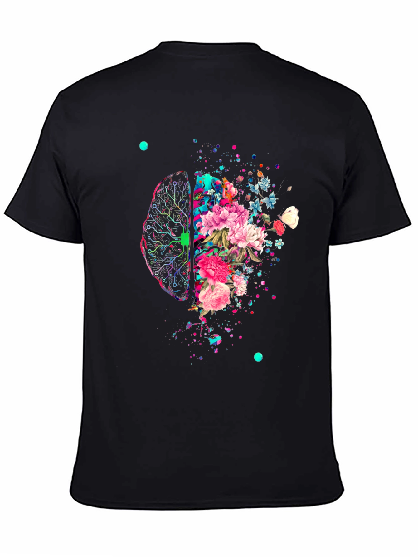 Brain & Flowers Graphic Print T-Shirt