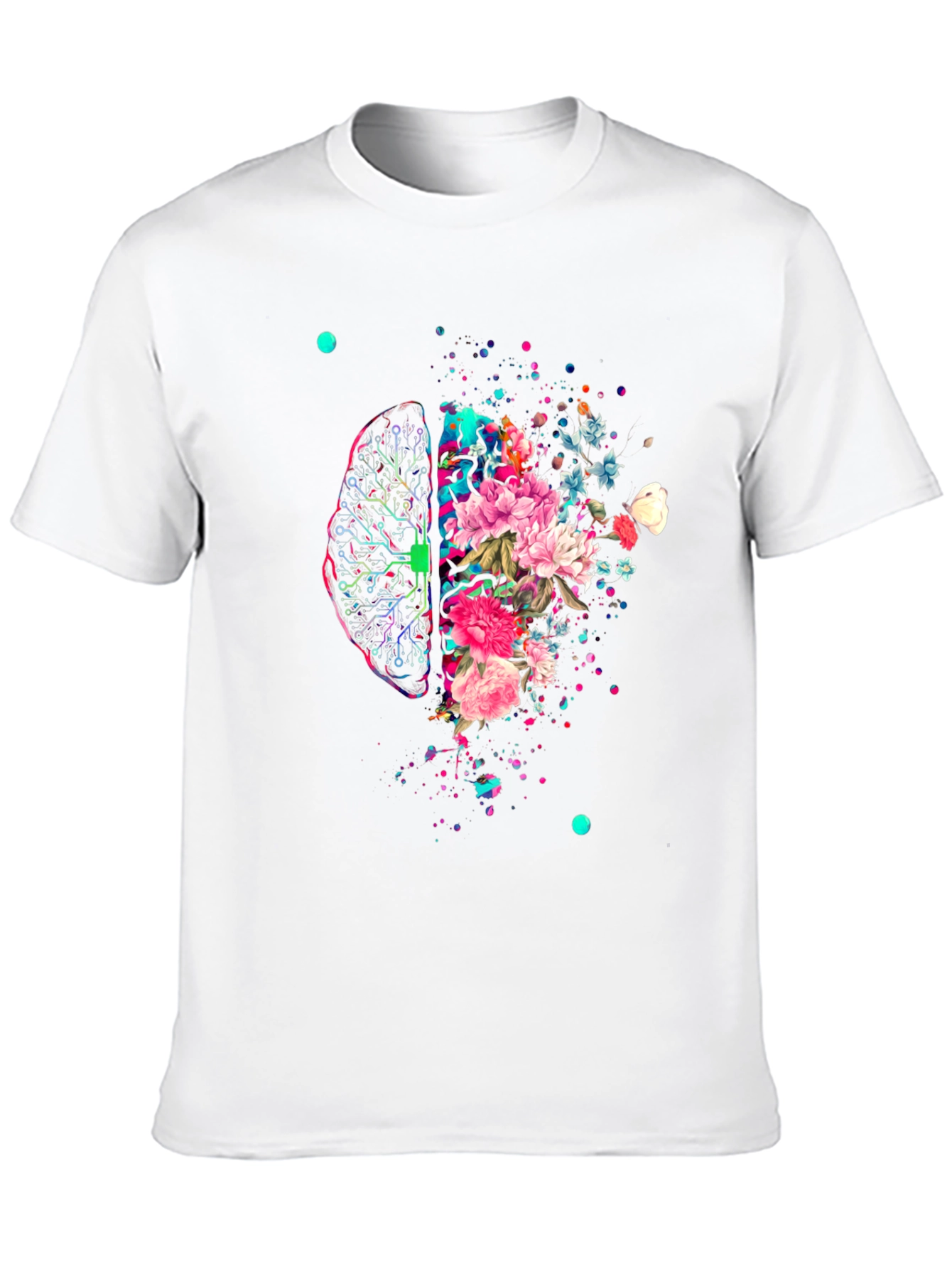Brain & Flowers Graphic Print T-Shirt