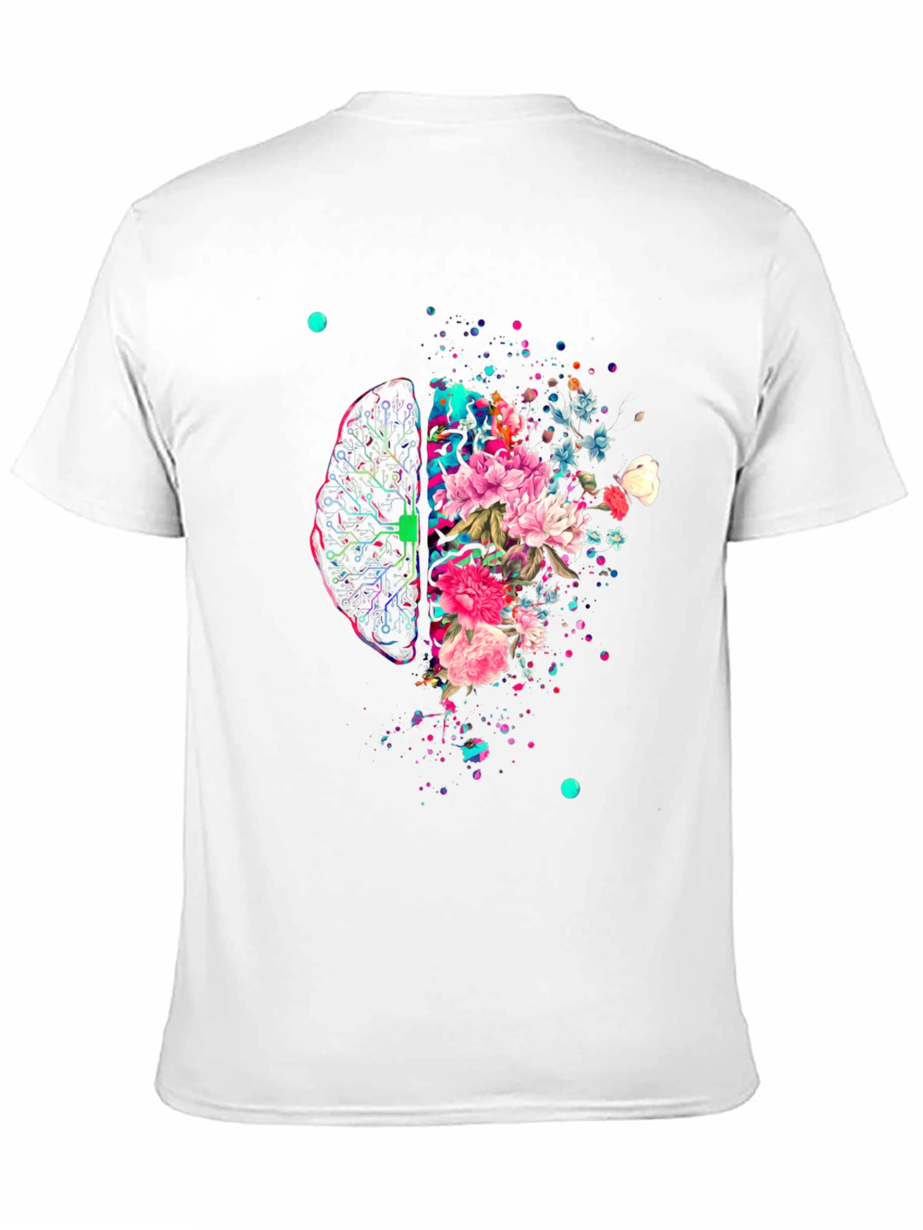 Brain & Flowers Graphic Print T-Shirt