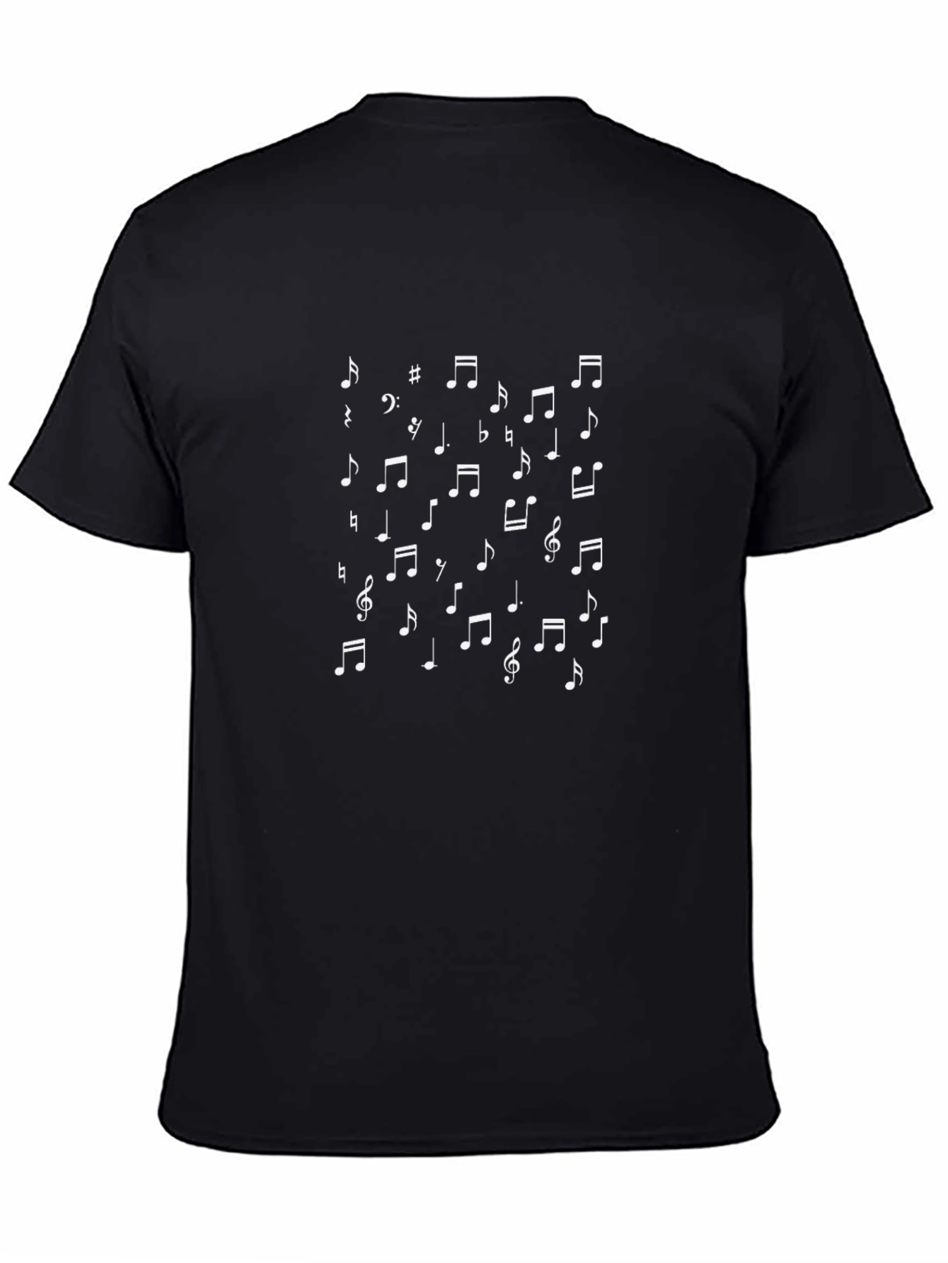 Music Notes Graphic T-Shirt - Black Cotton Tee