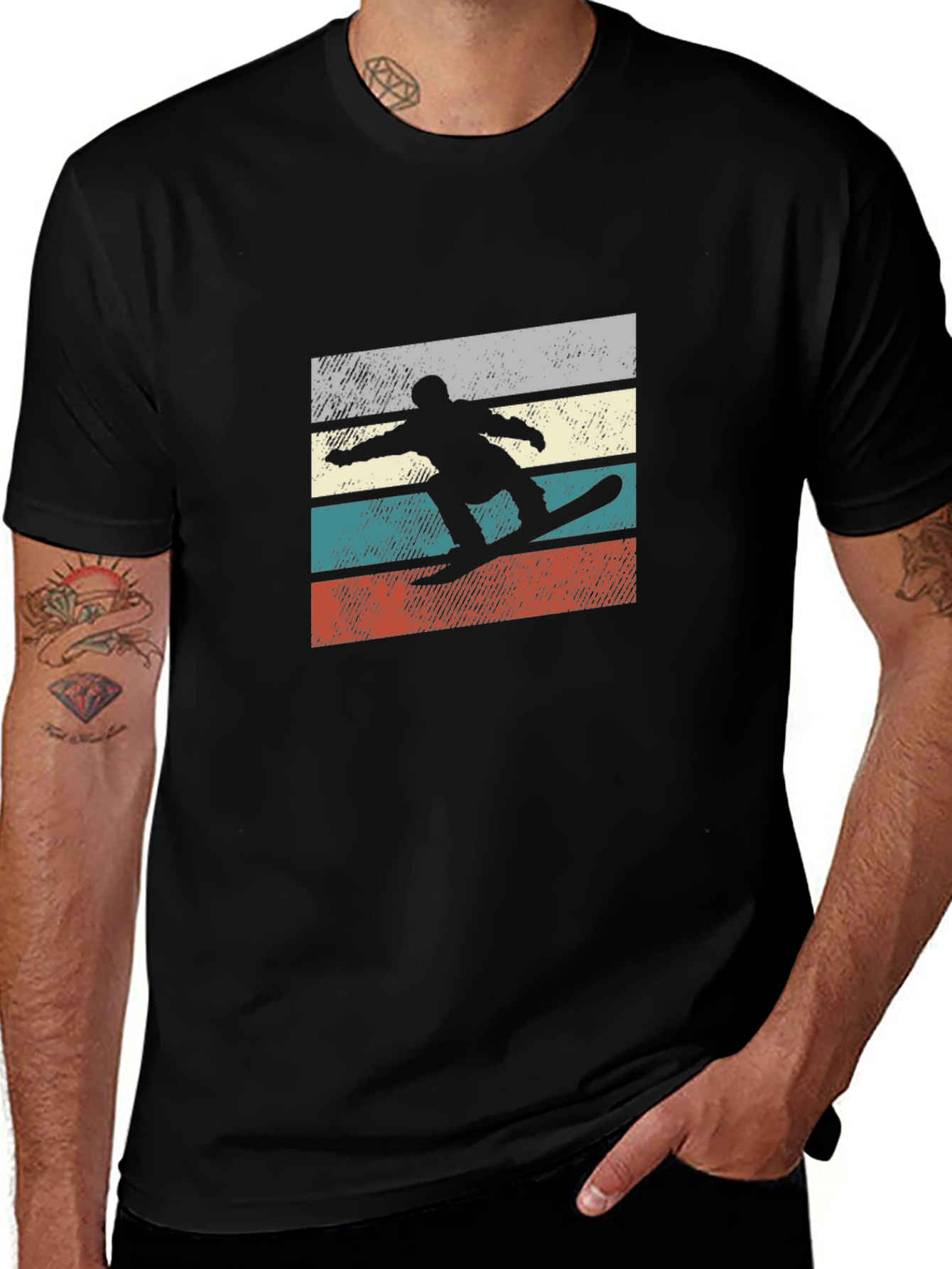 Retro Snowboarder Graphic Tee - Black