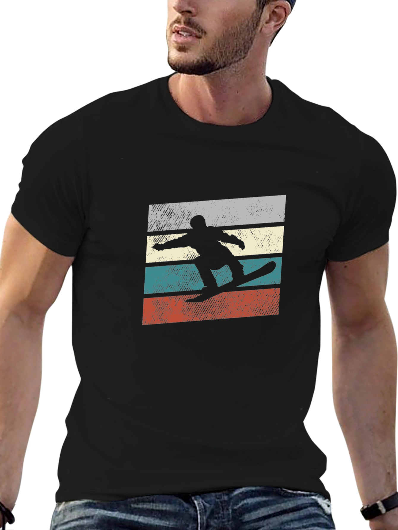 Retro Snowboarder Graphic Tee - Black