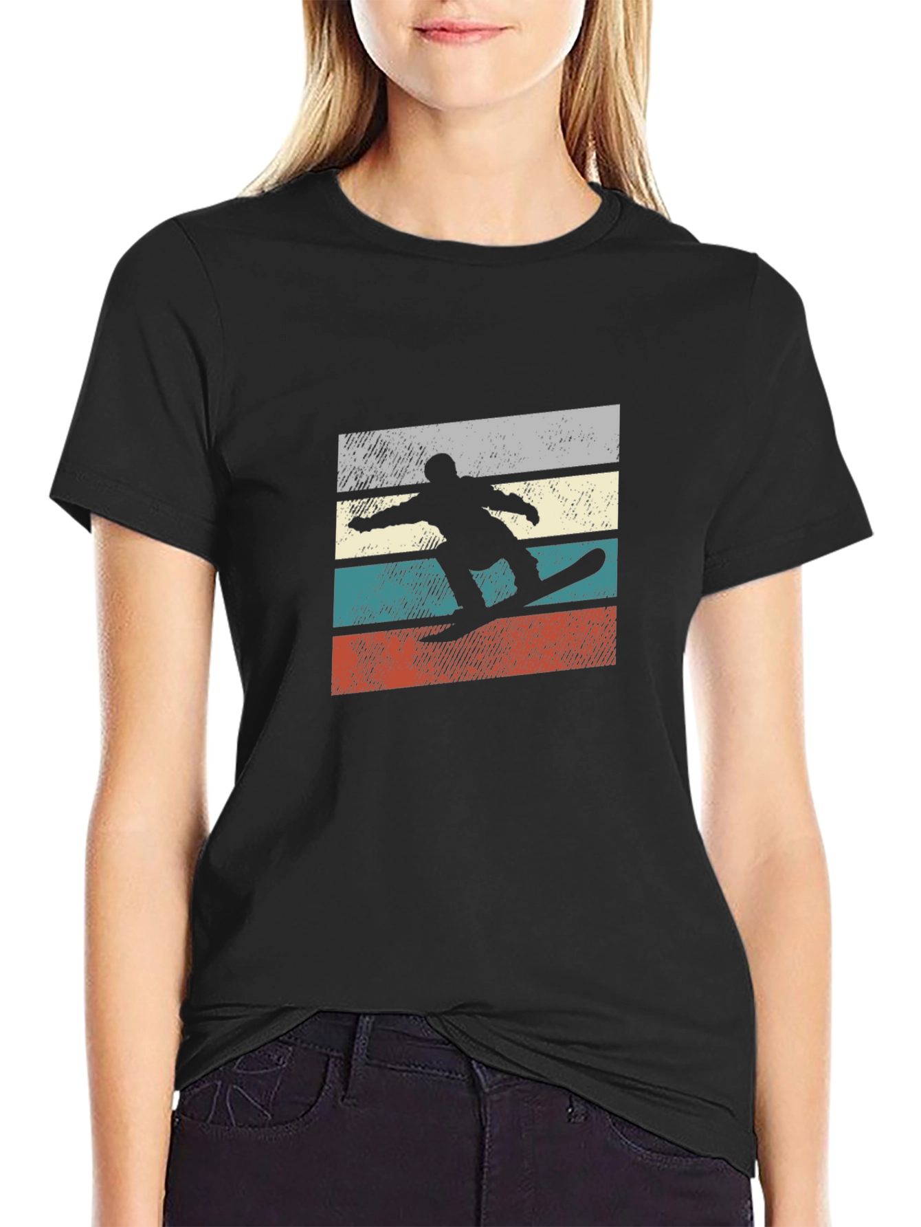 Retro Snowboarder Graphic Tee - Black