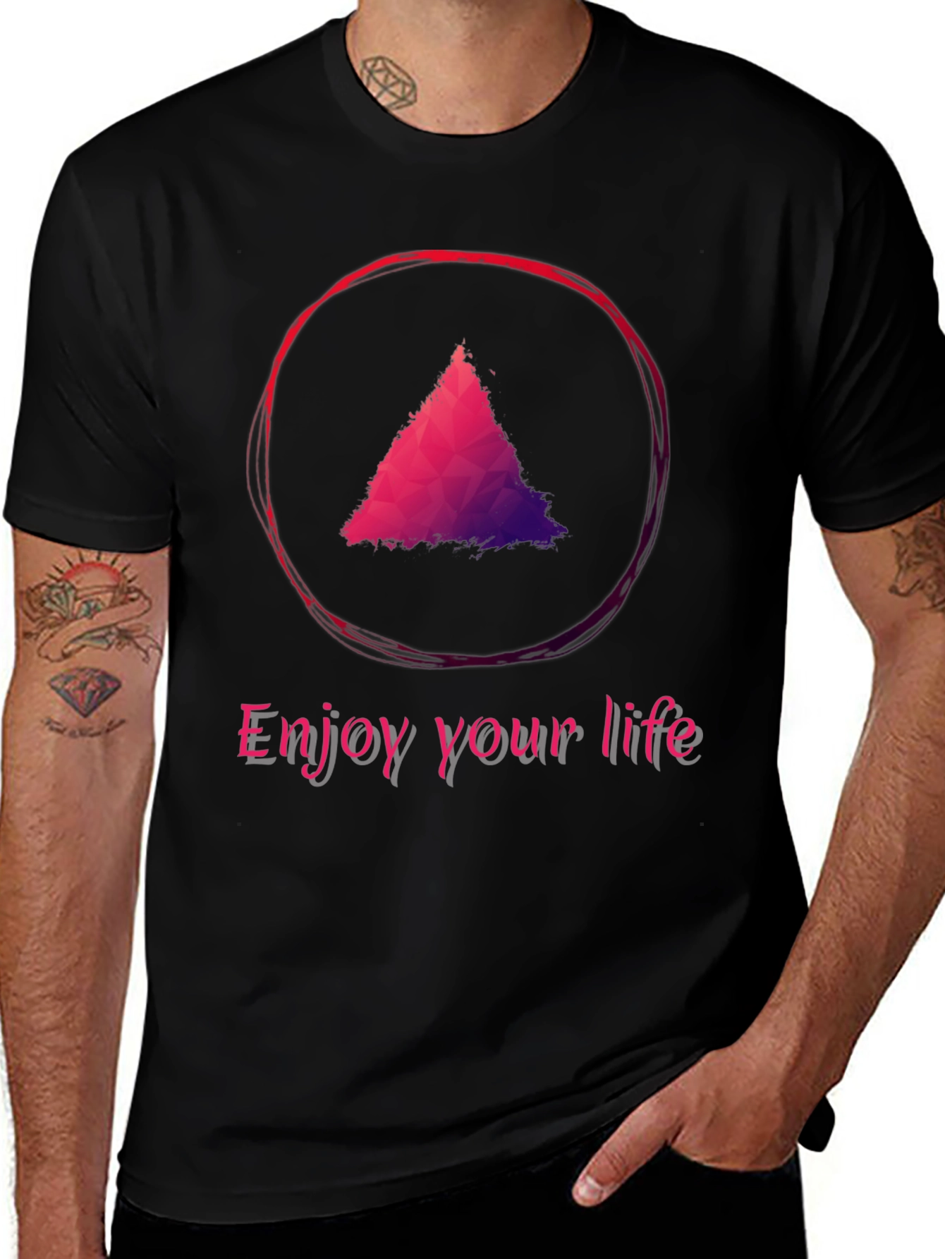 Enjoy Your Life T-Shirt - Triangle Design