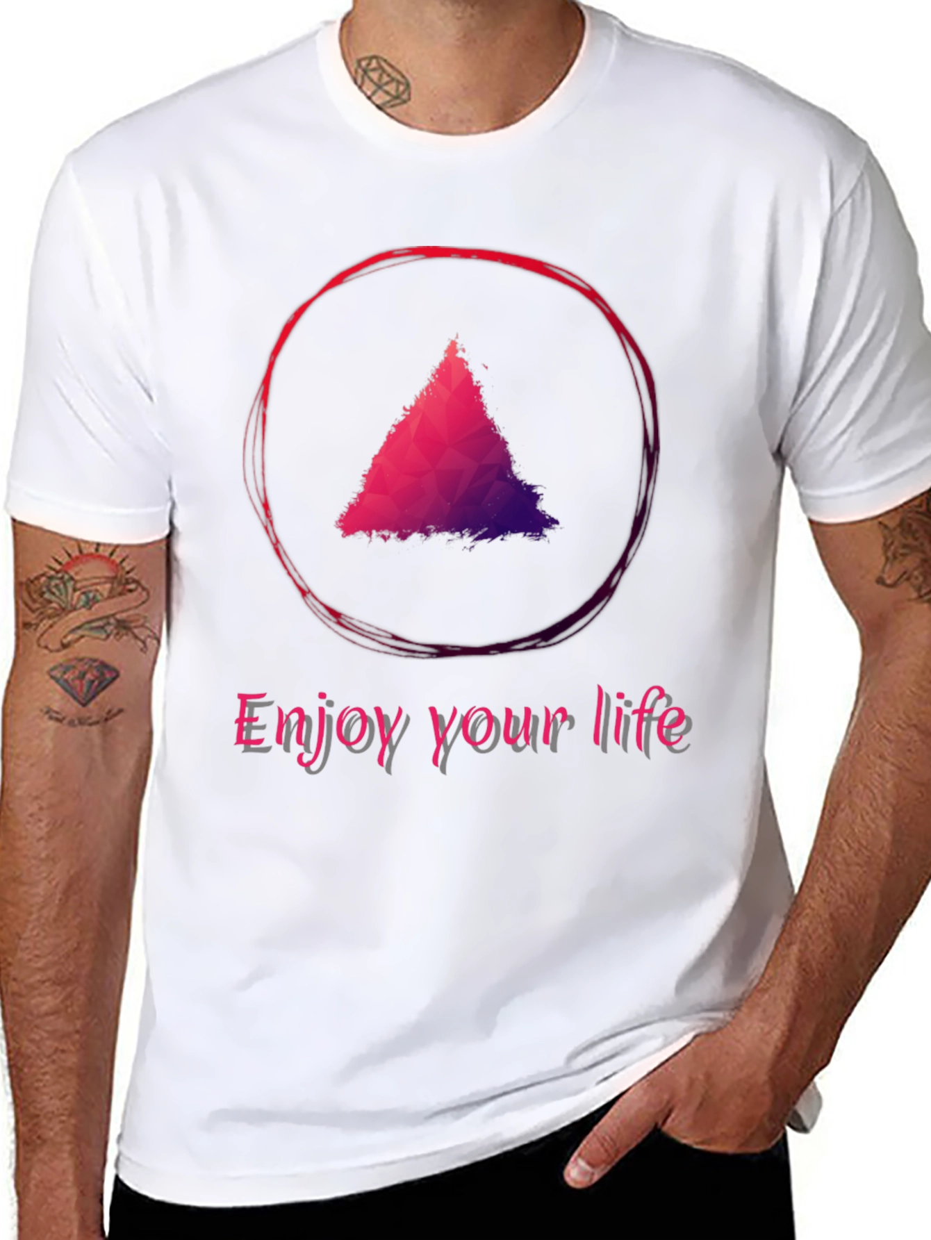 Enjoy Your Life T-Shirt - Triangle Design