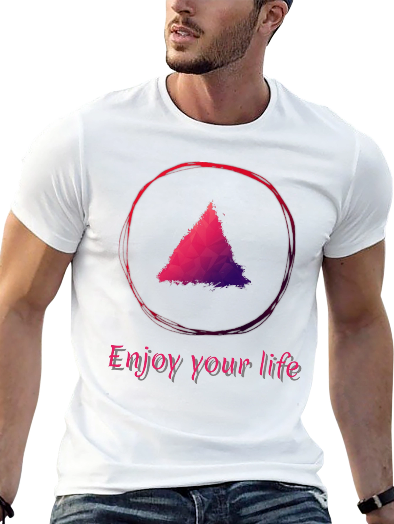 Enjoy Your Life T-Shirt - Triangle Design