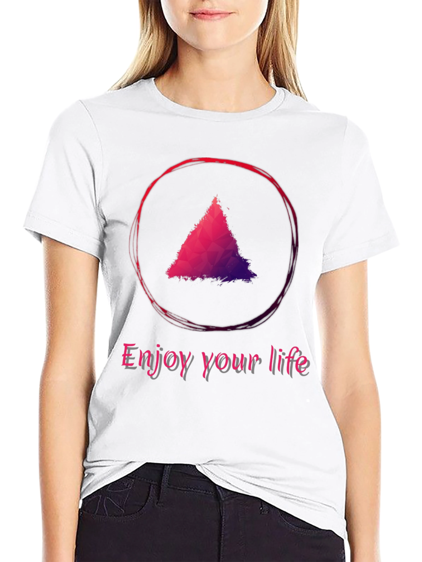 Enjoy Your Life T-Shirt - Triangle Design