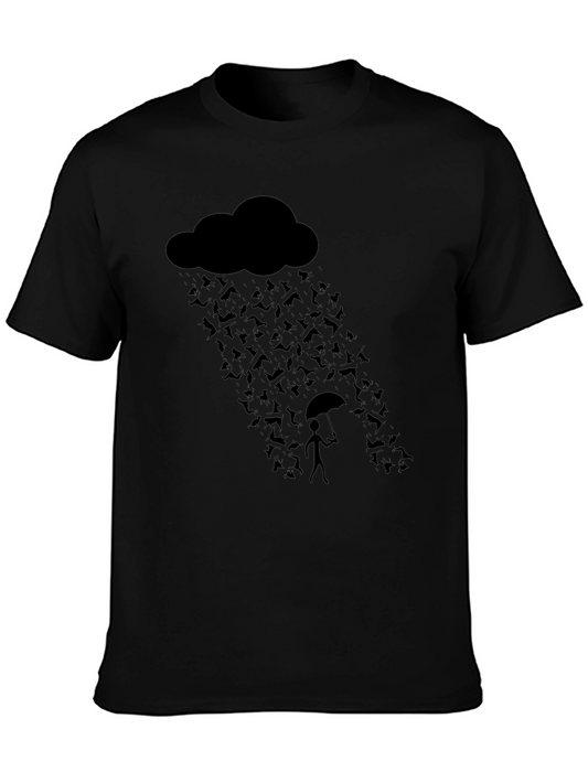 Humorous Raining Cats Graphic T-Shirt